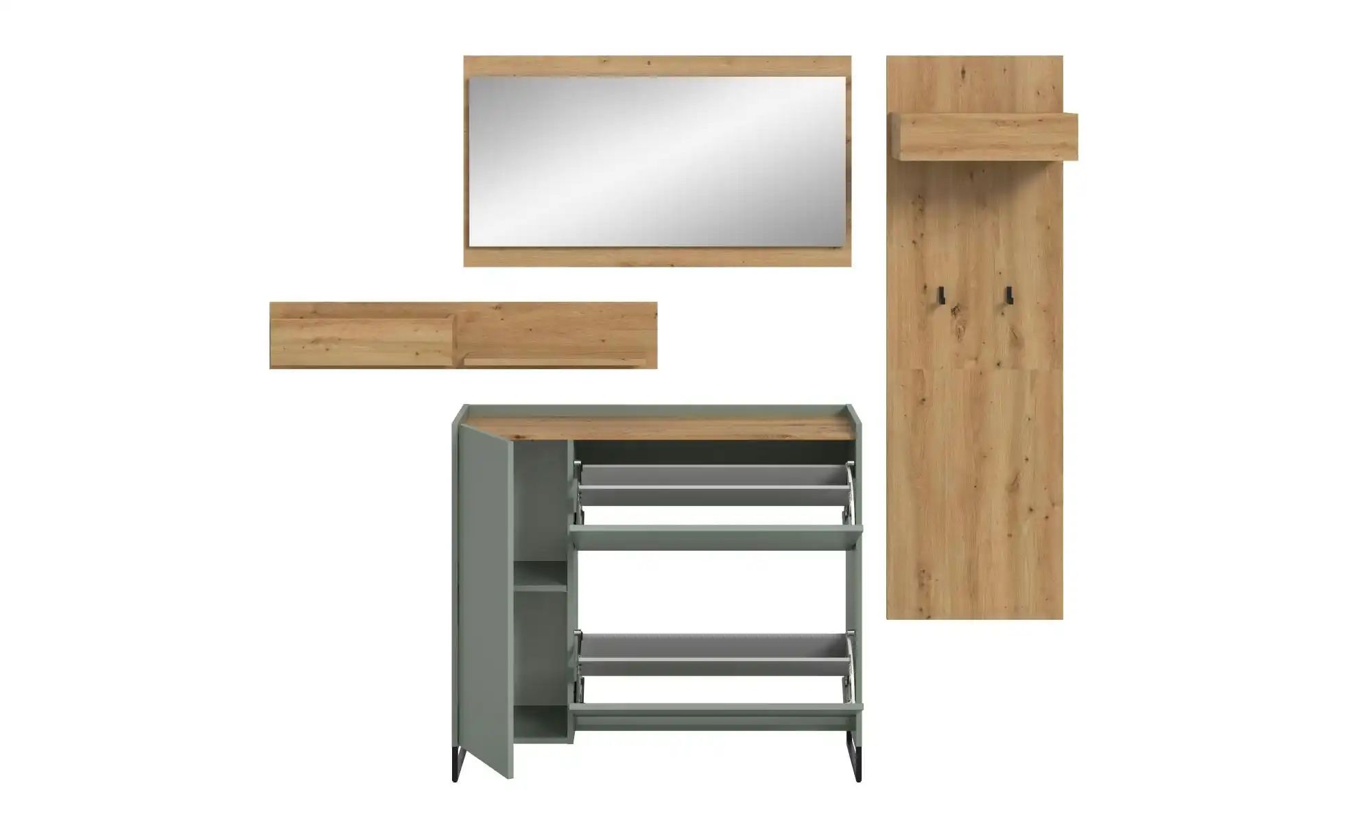 Garderobenkombination   ¦ grün ¦ Maße (cm): B: 192 H: 175 Garderoben & Klei günstig online kaufen