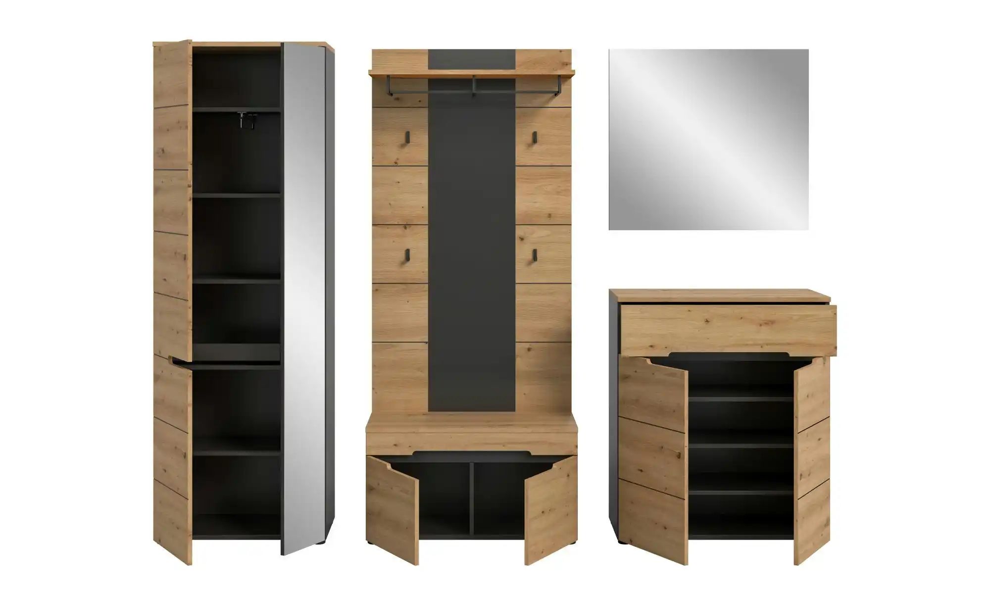 Garderobenkombination   ¦ grau ¦ Maße (cm): B: 255 H: 190 Garderoben & Klei günstig online kaufen