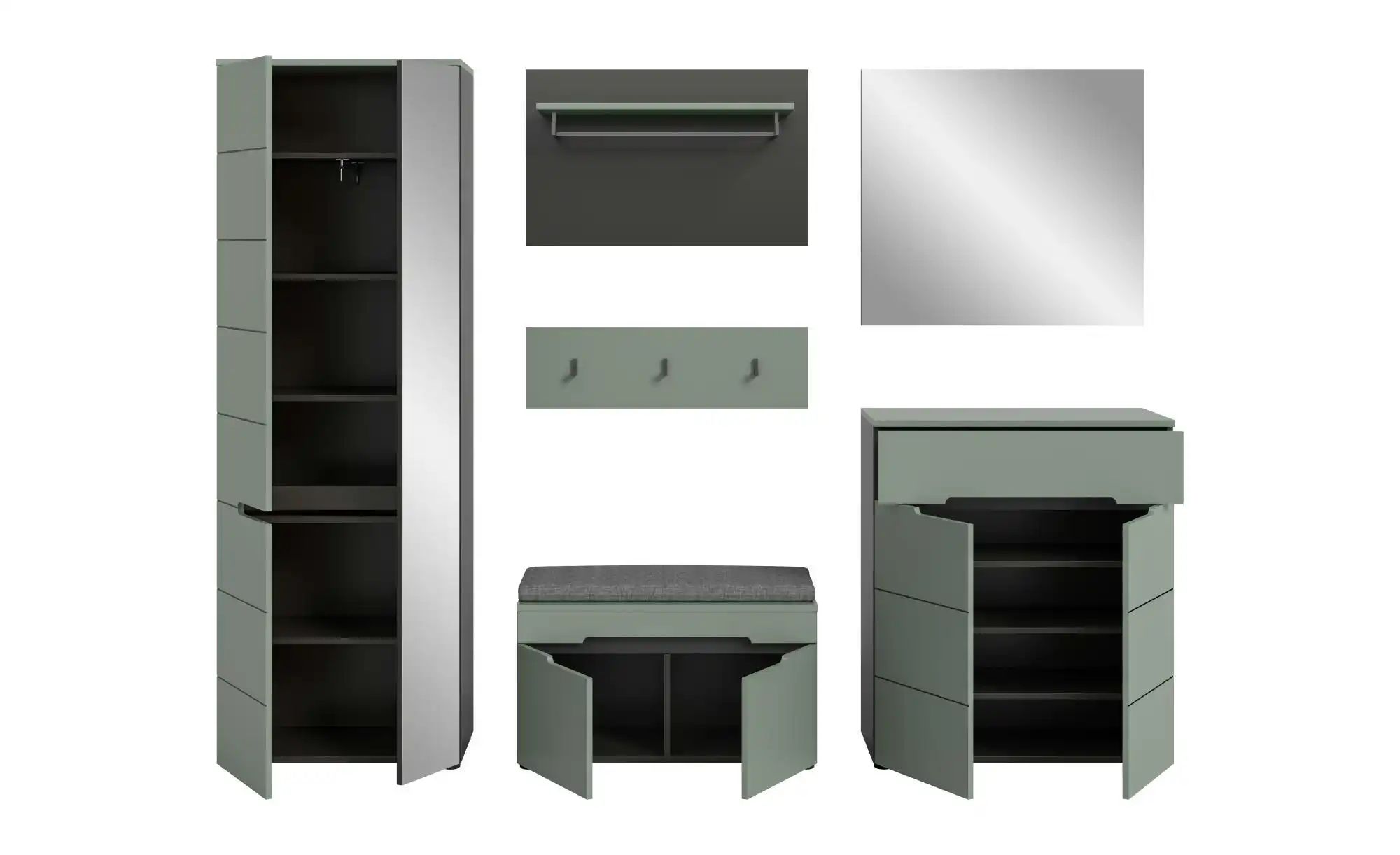 Garderobenkombination   ¦ grau ¦ Maße (cm): B: 255 H: 190 Garderoben & Klei günstig online kaufen