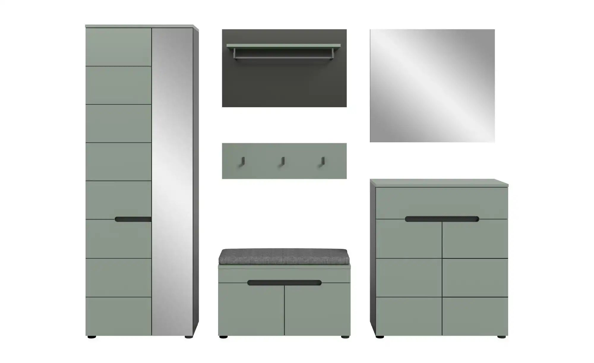 Thumbnail - Garderobenkombination 6-teilig  Canu ¦ grau ¦ Maße (cm): B: 255 H: 190 Garderoben & Kleiderstangen > Garderobensysteme -...