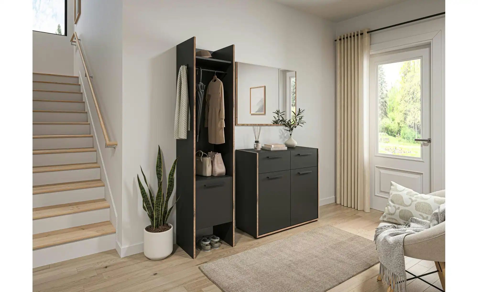 Garderobenschrank   ¦ grau ¦ Maße (cm): B: 42 H: 190 Schränke > Dielenschrä günstig online kaufen
