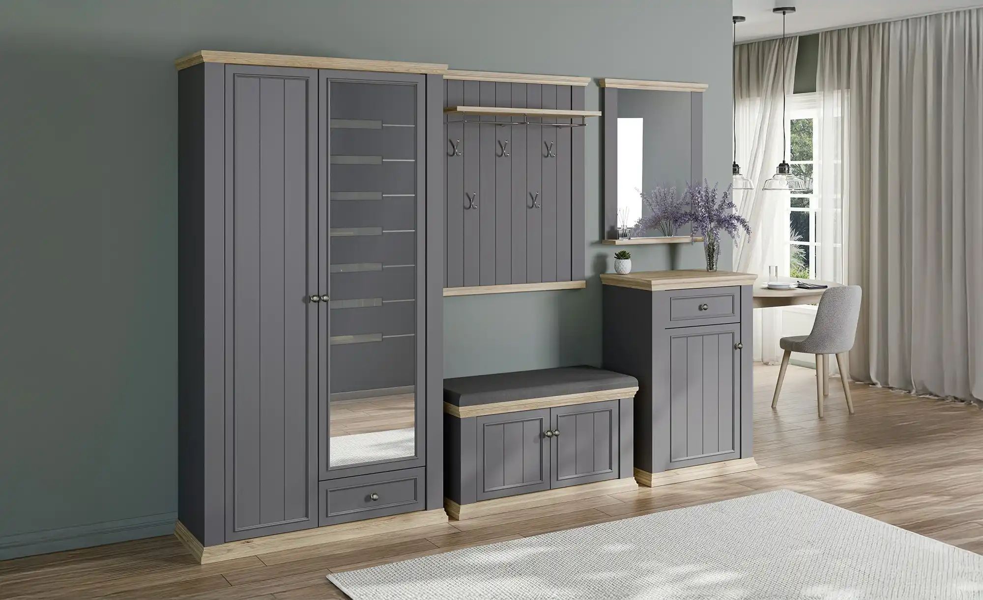 Thumbnail - Schuhkommode  Countryside ¦ grau ¦ Maße (cm): B: 69,8 H: 101,3 T: 43.5 Garderoben & Kleiderstangen > Garderoben Schuhsch...