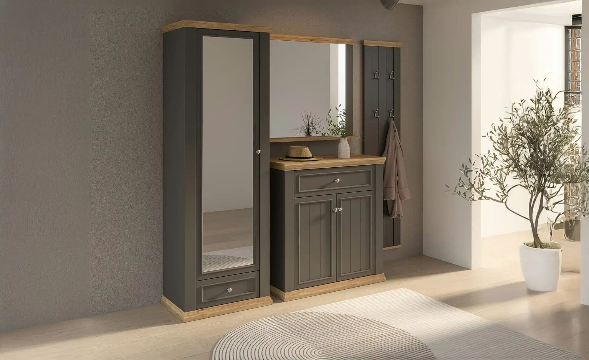 Garderobenschrank  Countryside ¦ grau ¦ Maße (cm): B: 69,3 H: 202,1 T: 43.2 günstig online kaufen