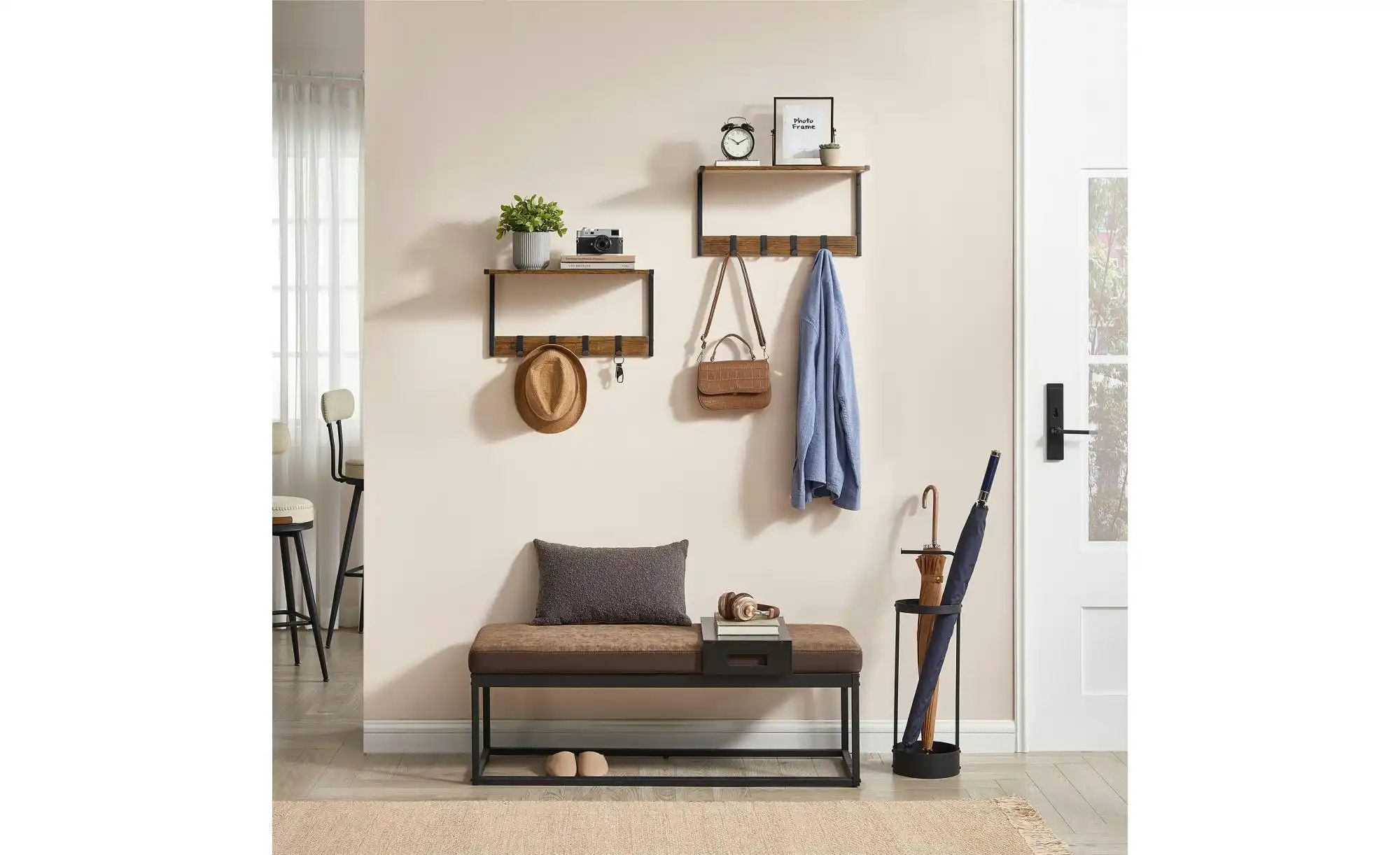 Wandgarderobe   ¦ braun ¦ Holzwerkstoff,Metall ¦ Maße (cm): B: 50 H: 26,5 G günstig online kaufen