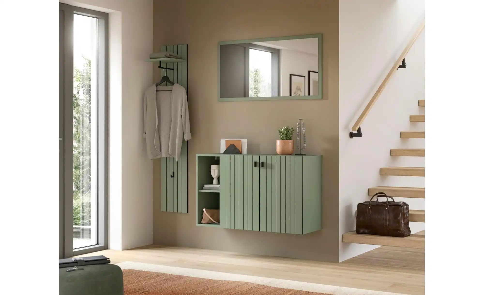 Garderobenpaneel  Station ¦ grün ¦ Holzwerkstoff ¦ Maße (cm): B: 31 H: 160 günstig online kaufen