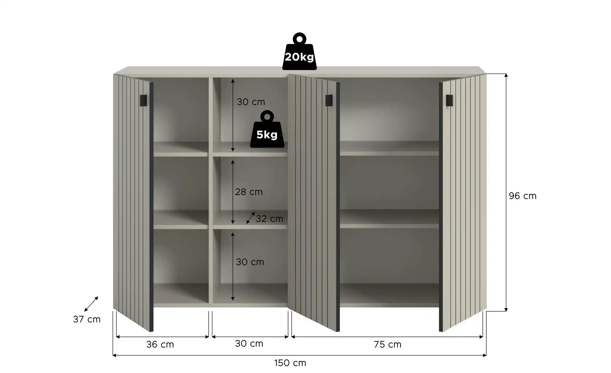 Schuhkommode   ¦ creme ¦ Maße (cm): B: 150 H: 96 Garderoben & Kleiderstange günstig online kaufen