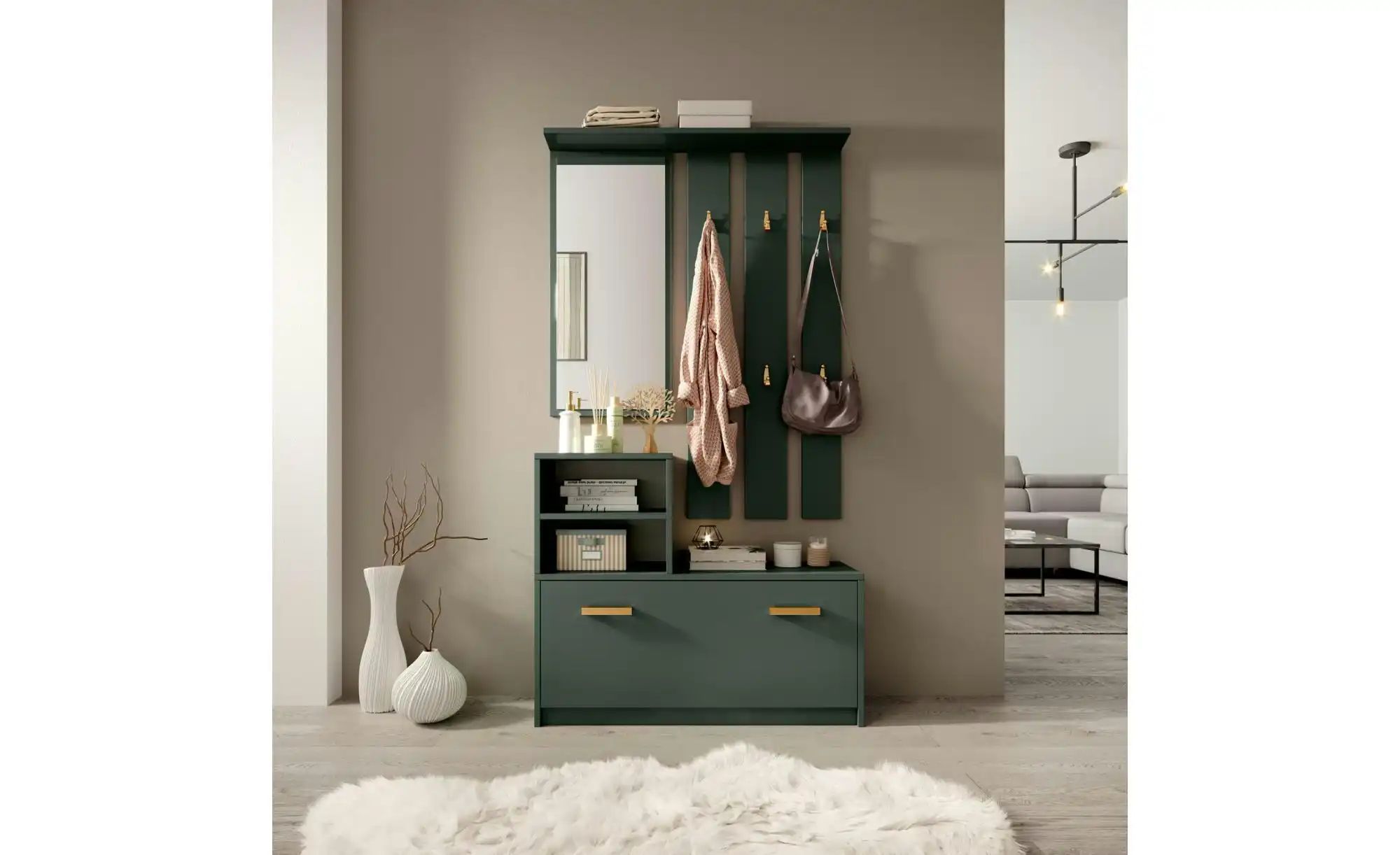 Selsey Garderobenset   ¦ grün ¦ Maße (cm): B: 85 H: 160 Garderoben & Kleide günstig online kaufen