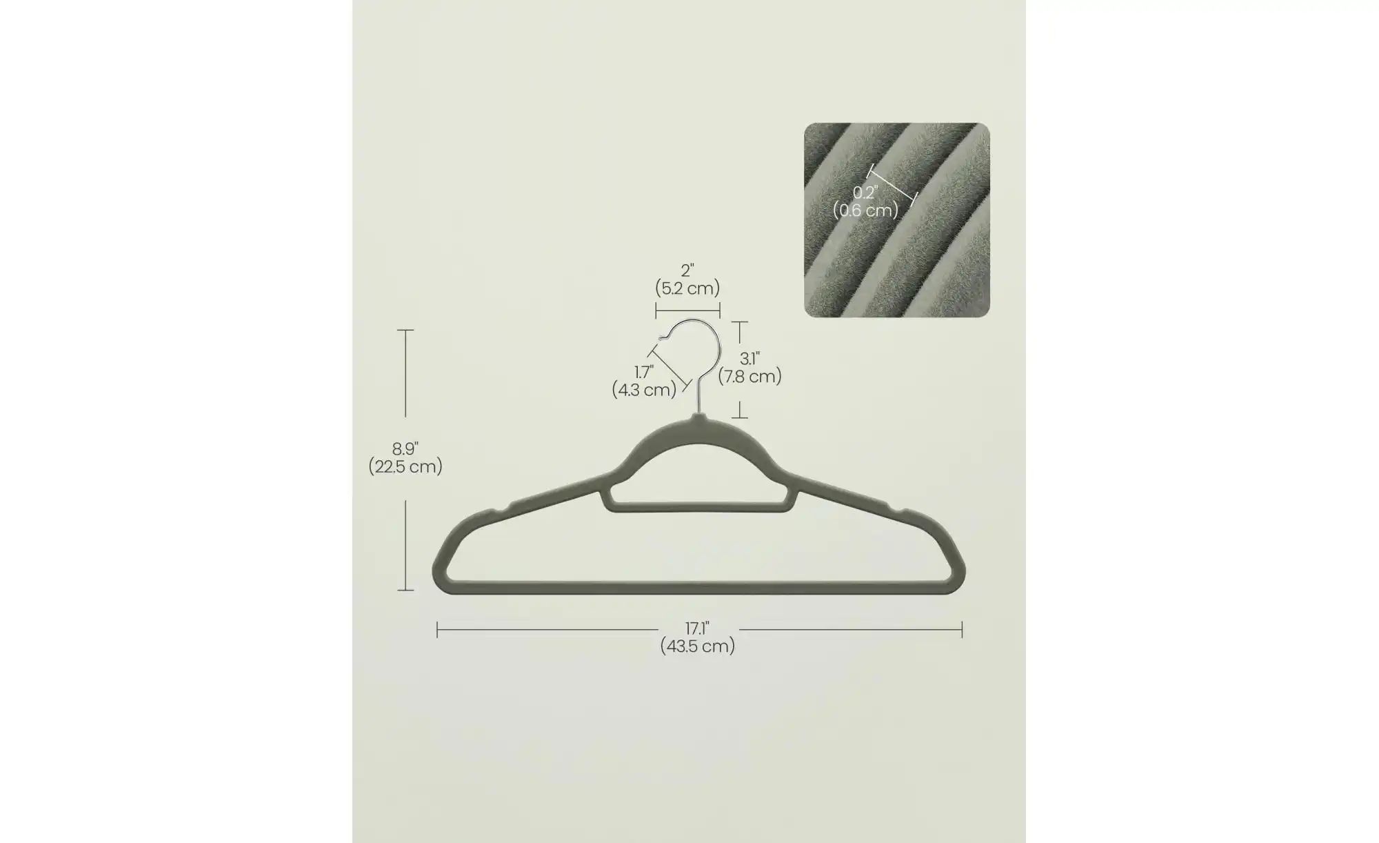 Kleiderbügel 20er-Set   ¦ grau ¦ Metall,Kunststoff,Stoff ¦ Maße (cm): B: 43 günstig online kaufen