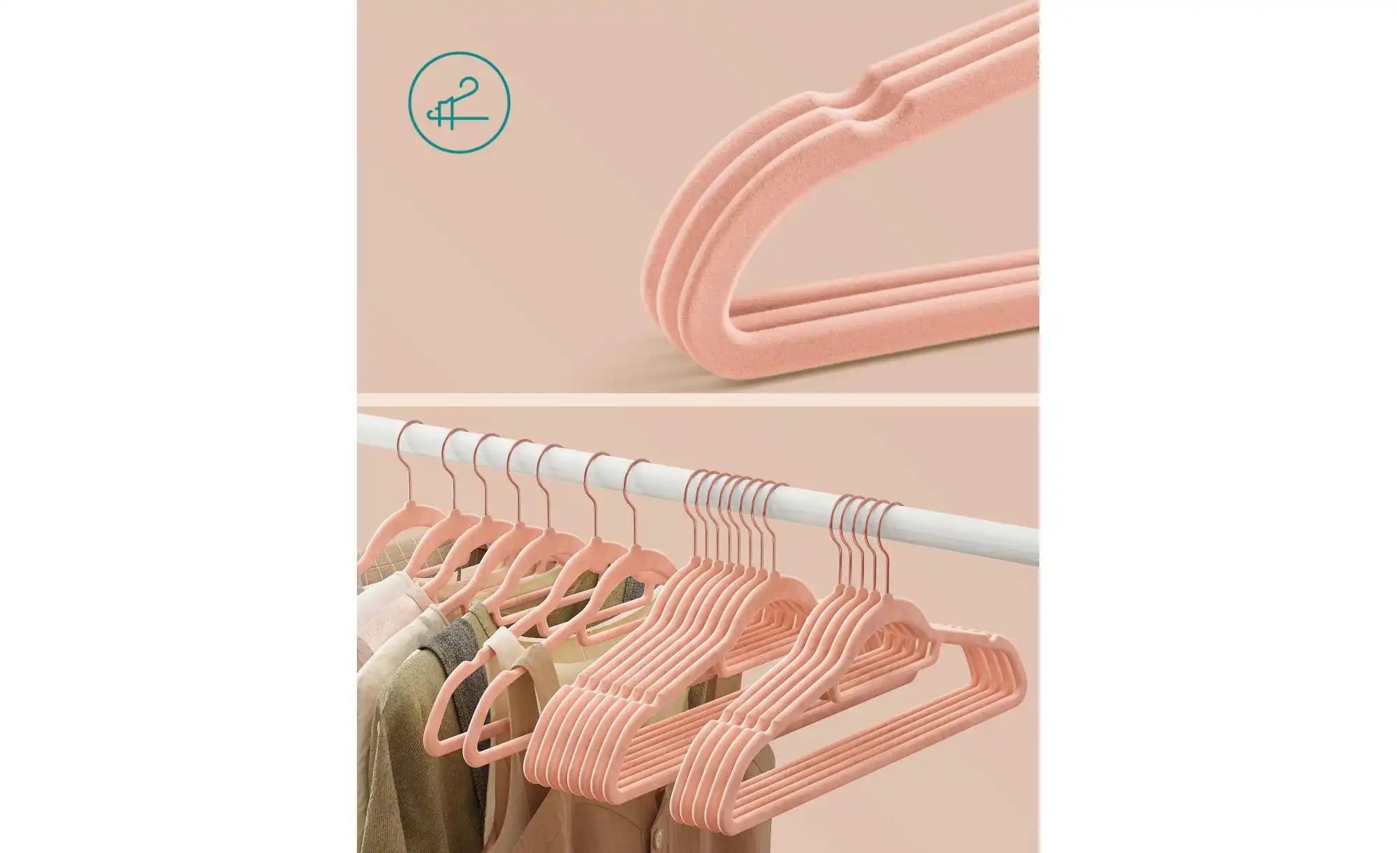 Kleiderbügel 30er-Set   ¦ rosa/pink ¦ Metall,Kunststoff,Stoff ¦ Maße (cm): günstig online kaufen