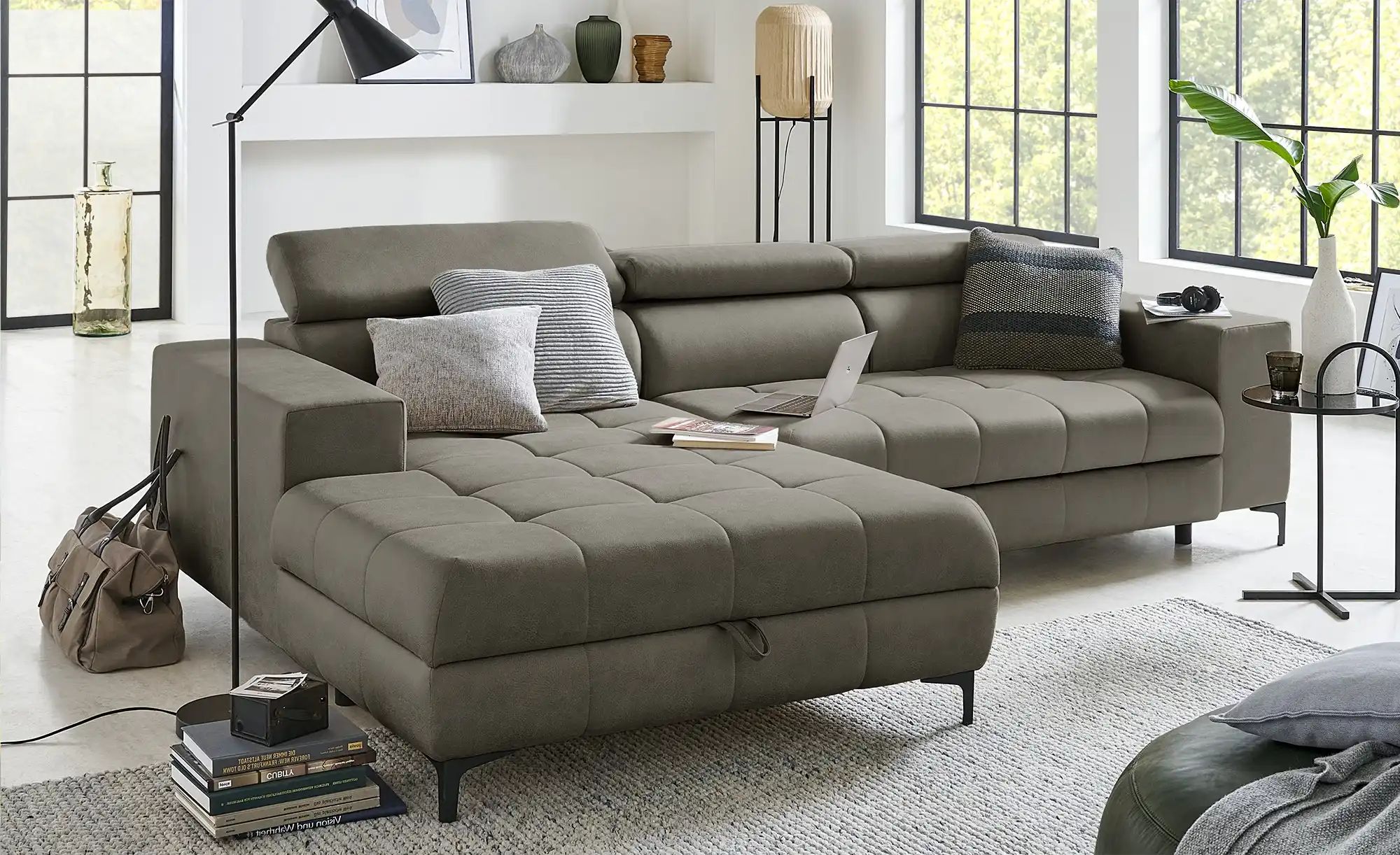 switch Ecksofa aus Mikrofaser Caro ¦ grau ¦ Maße (cm): B: 289 H: 93 T: 175. günstig online kaufen