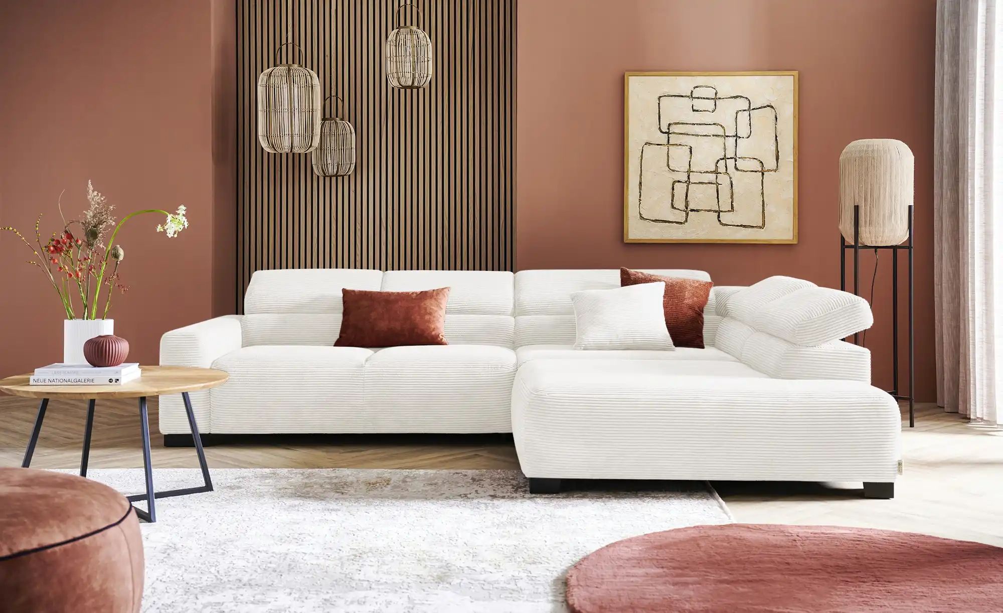 Thumbnail - Jette Home Ecksofa aus Cord Jette Flirt ¦ weiß ¦ Maße (cm): B: 311 H: 84 T: 219.0 Polstermöbel > Sofas > 3-Sitzer - Höff...