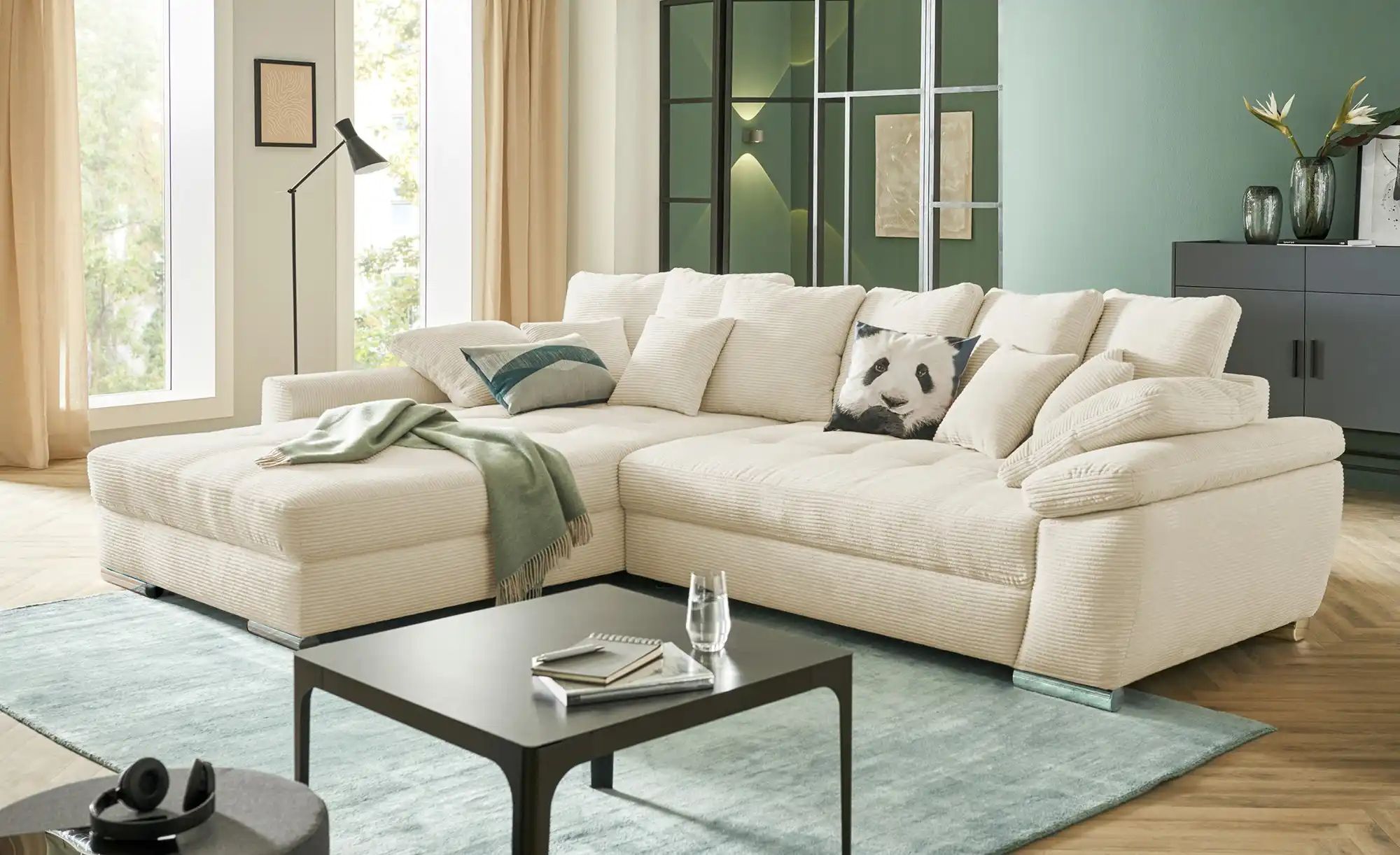 Ecksofa Farina | Creme, Cordstoff | Möbel Höffner