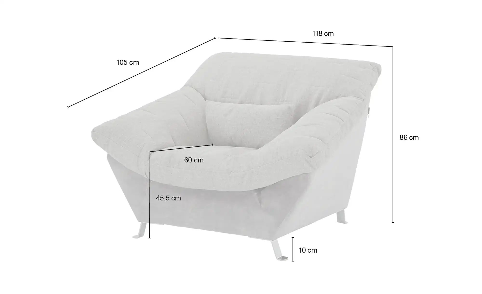 Sessel  Cher ¦ grau ¦ Maße (cm): B: 118 H: 86 T: 105.0 Polstermöbel > Sesse günstig online kaufen