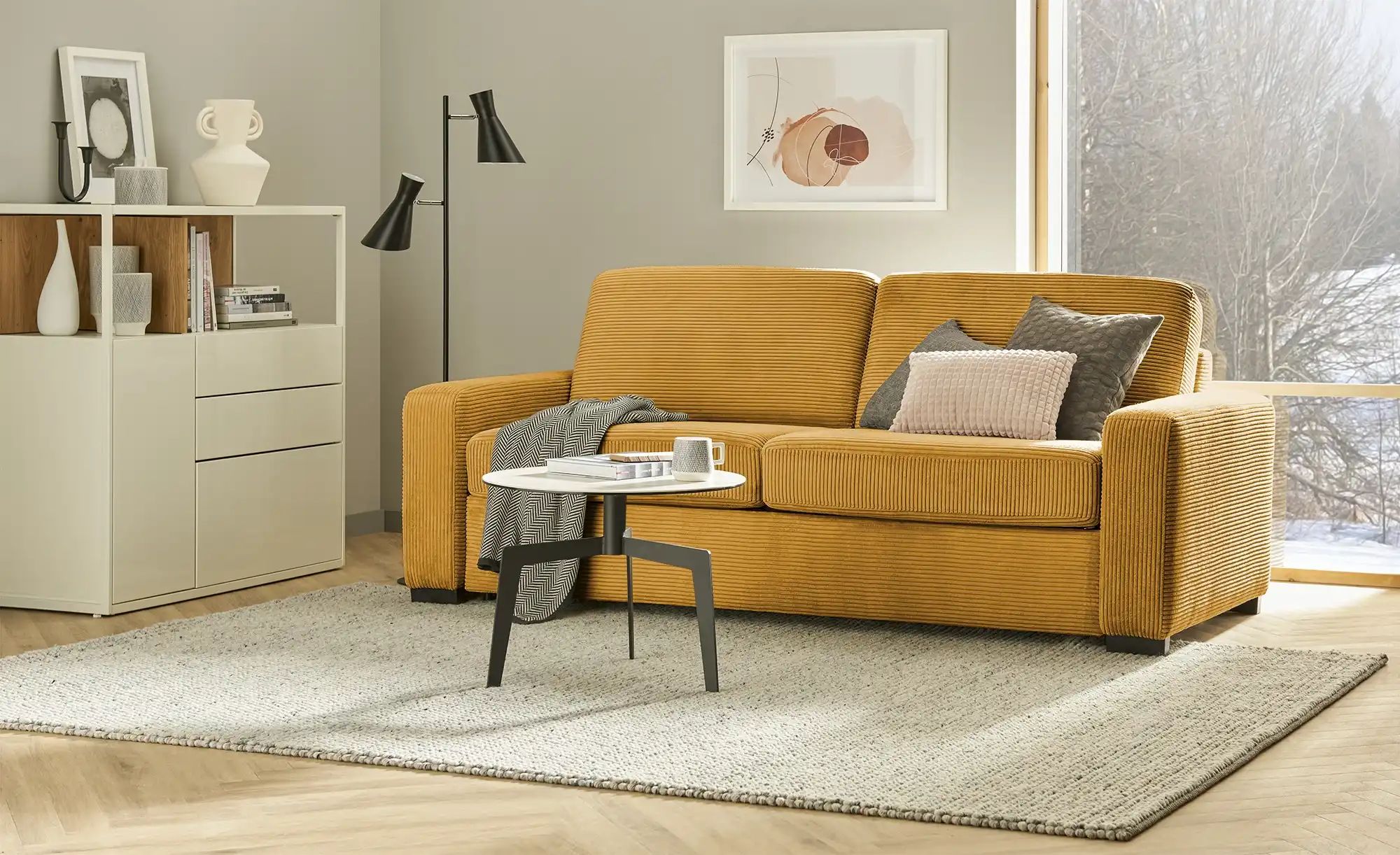 switch Schlafsofa aus Cord Vanila ¦ gelb ¦ Maße (cm): B: 220 H: 87 T: 98 Po günstig online kaufen