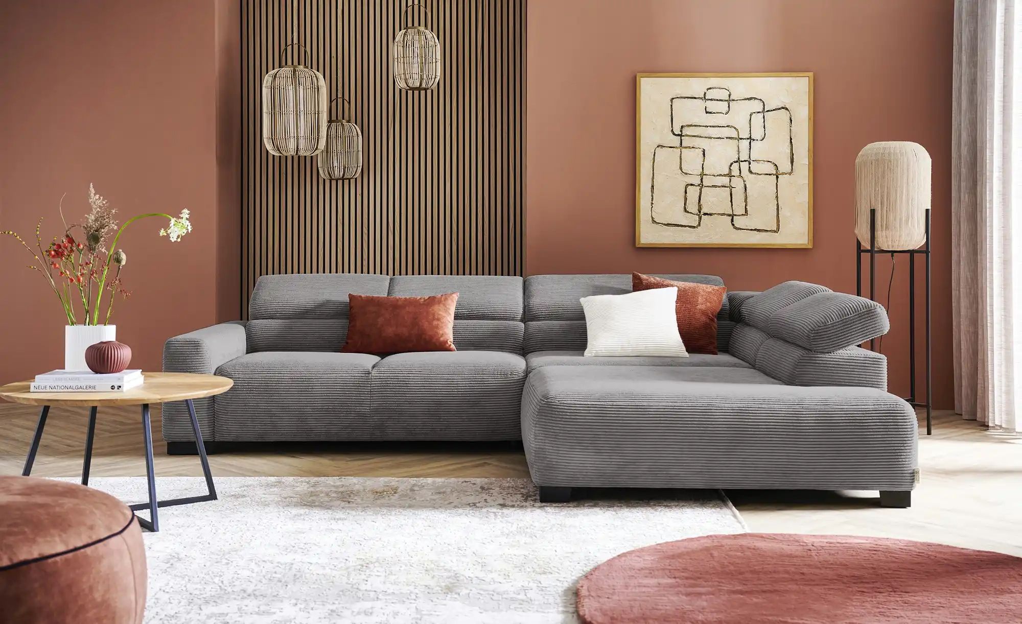 Thumbnail - Jette Home Ecksofa aus Cord Jette Flirt ¦ rosa/pink ¦ Maße (cm): B: 311 H: 84 T: 219.0 Polstermöbel > Sofas > 3-Sitzer -...