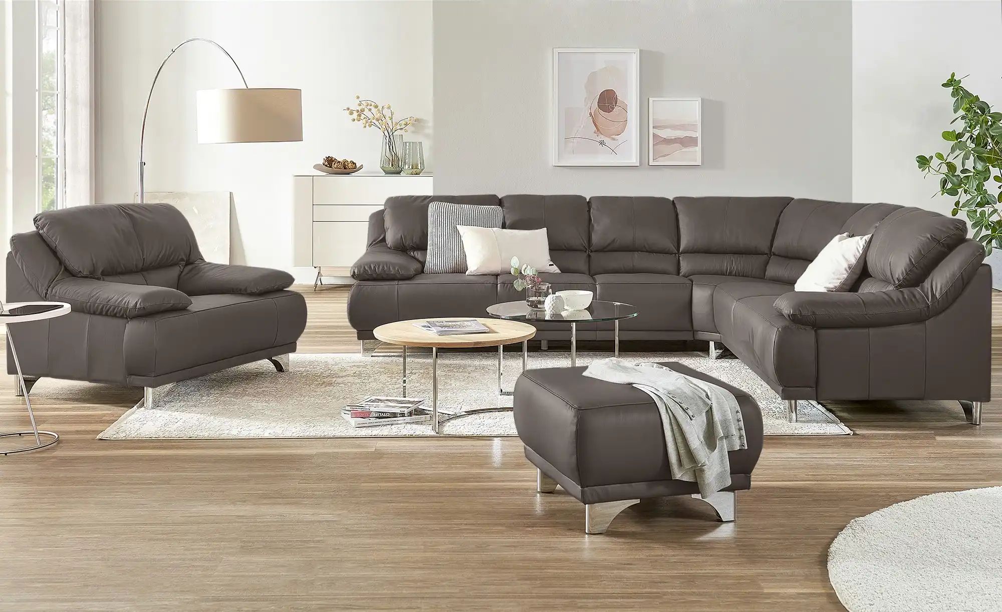 Ecksofa  aus Echtleder Maranello ¦ braun ¦ Maße (cm): B: 295 H: 87 T: 253 P günstig online kaufen