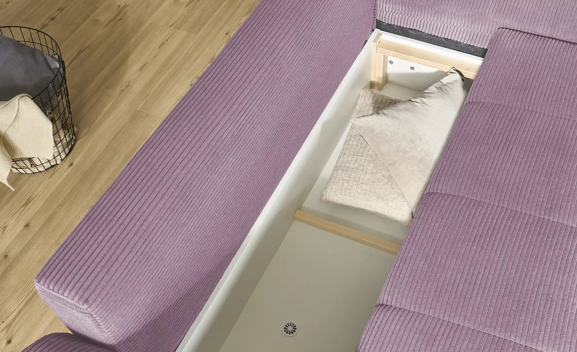 Thumbnail - bobb Ecksofa in kuscheligem Cordstoff Soumia ¦ lila/violett ¦ Maße (cm): B: 283 H: 91 T: 181.0 Polstermöbel > Sofas > Ec...