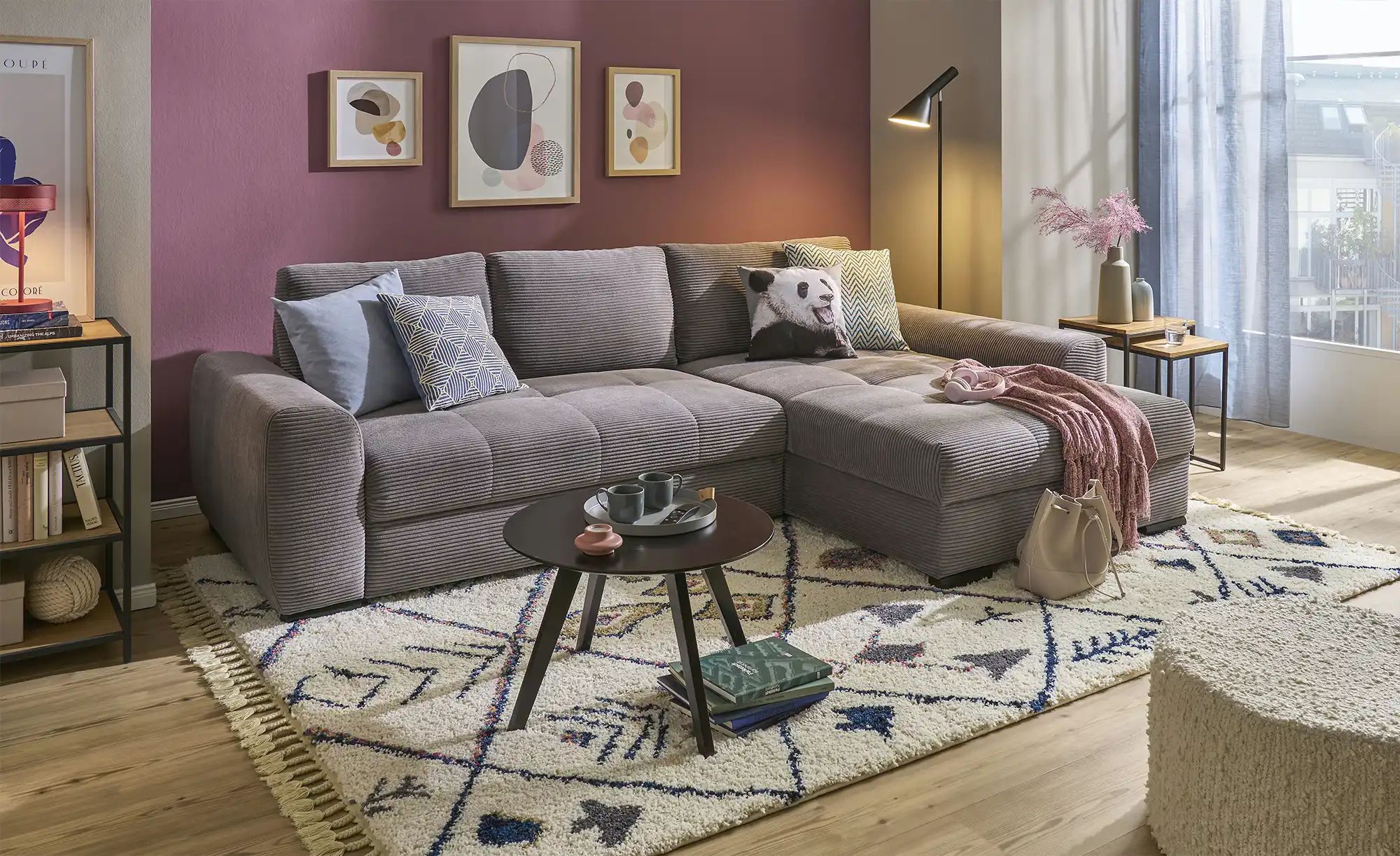 bobb Ecksofa in kuscheligem Cordstoff Soumia ¦ grau ¦ Maße (cm): B: 283 H: günstig online kaufen