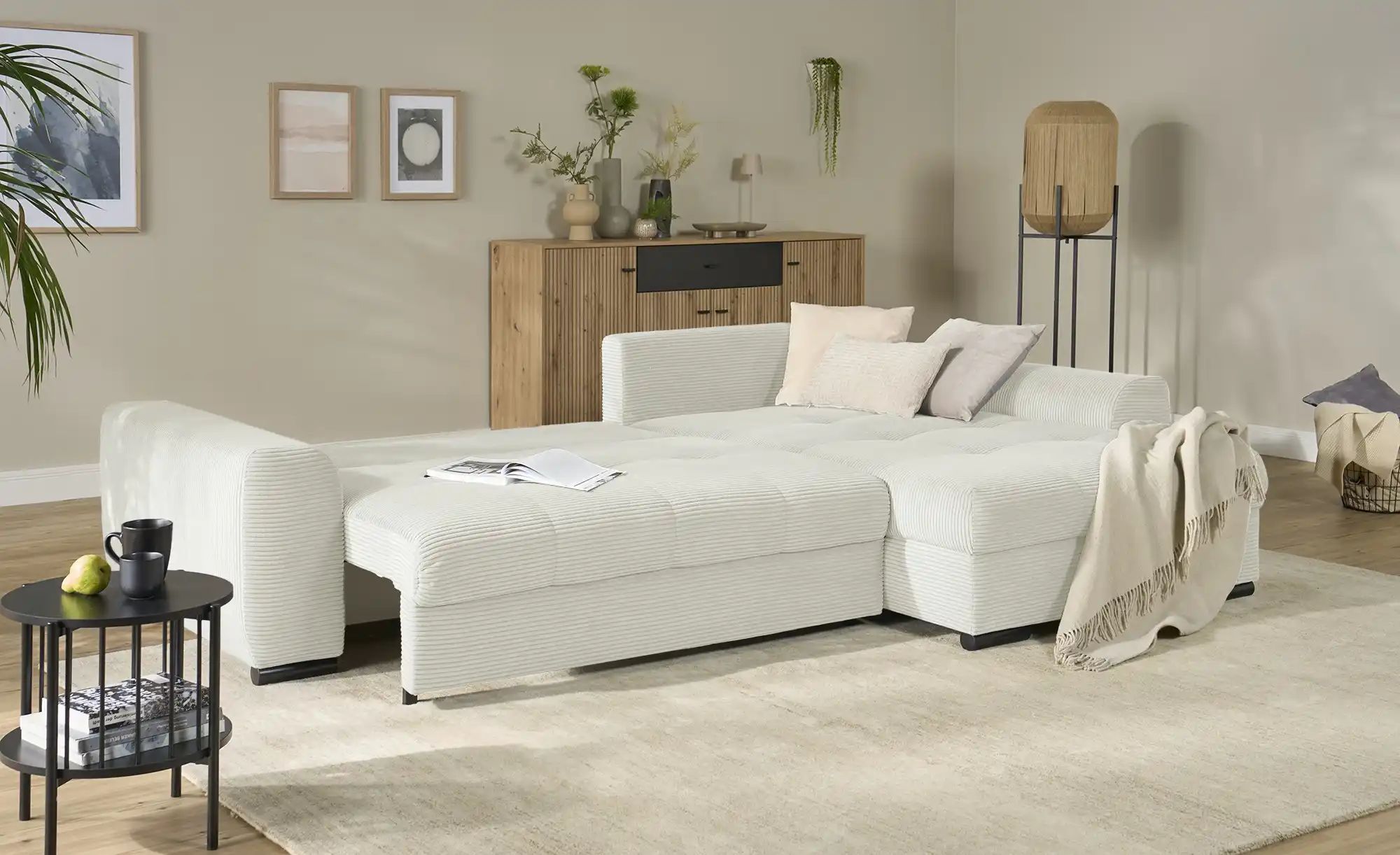 Thumbnail - bobb Ecksofa in kuscheligem Cordstoff Soumia ¦ grau ¦ Maße (cm): B: 283 H: 91 T: 181.0 Polstermöbel > Sofas > Ecksofas -...