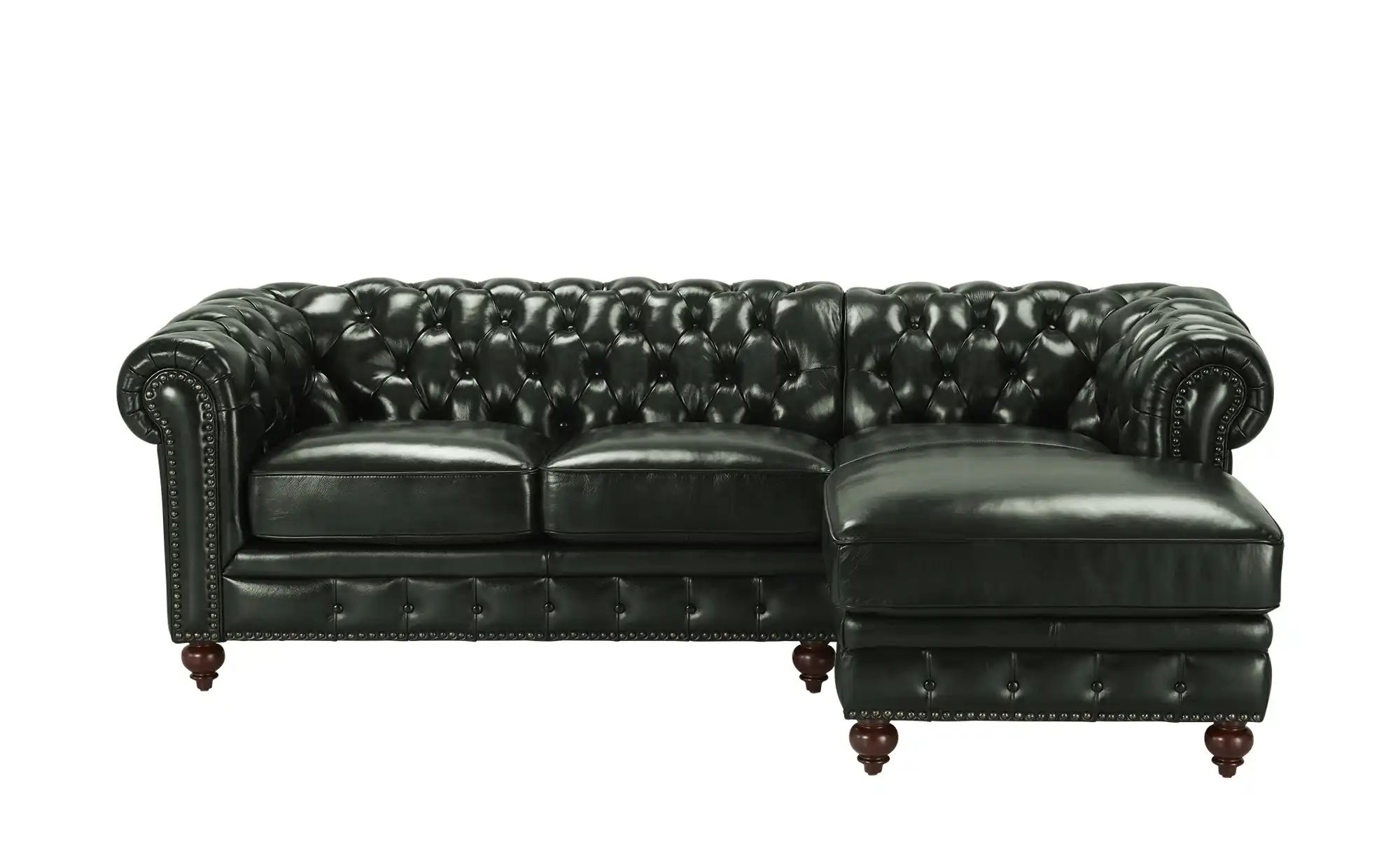 uno Ecksofa Bezug aus Echtleder Chesterfield ¦ grün Polstermöbel > Sofas > günstig online kaufen