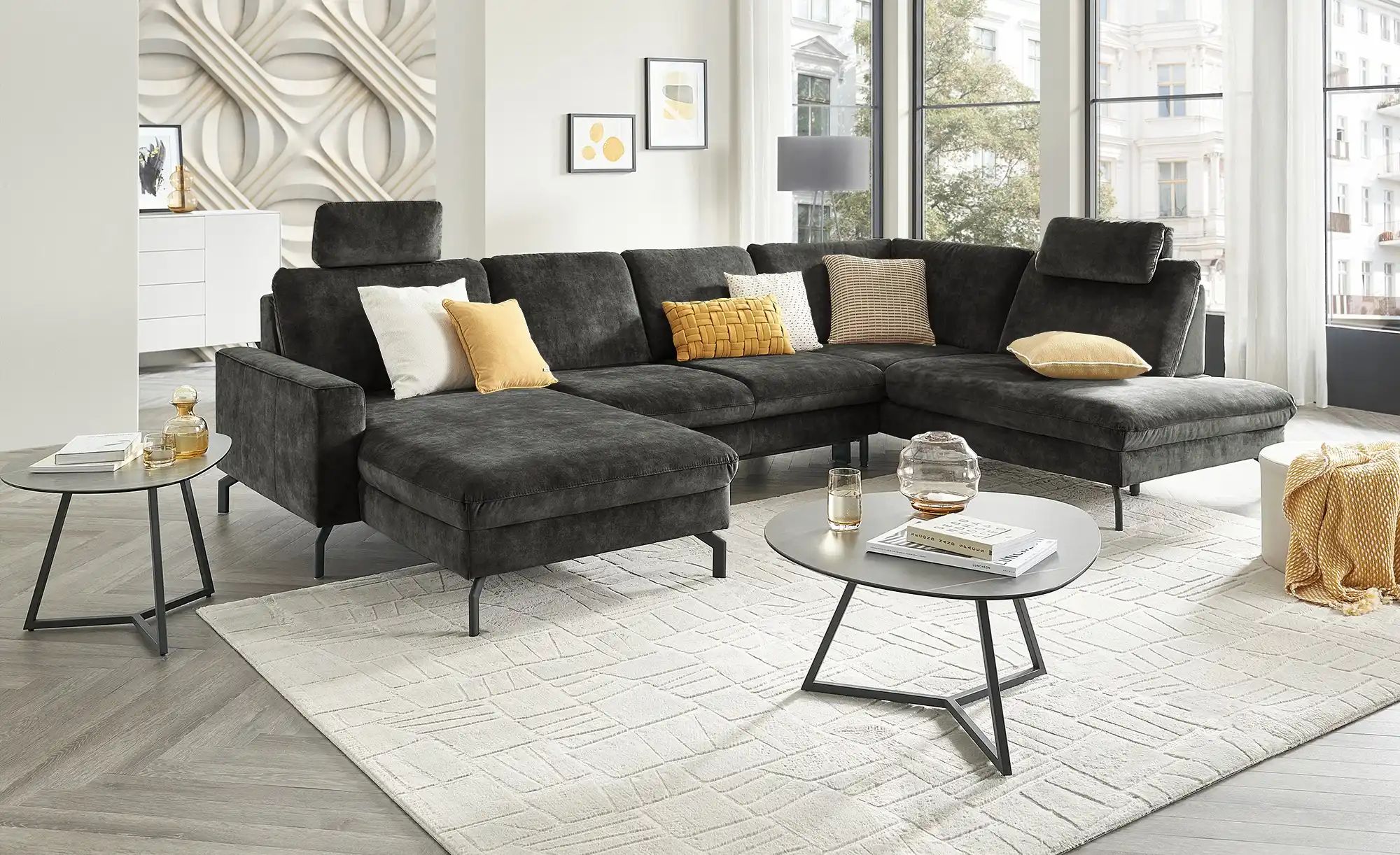 meinSofa Wohnlandschaft aus Mikrofaser Grace ¦ grau ¦ Maße (cm): B: 332 H: günstig online kaufen