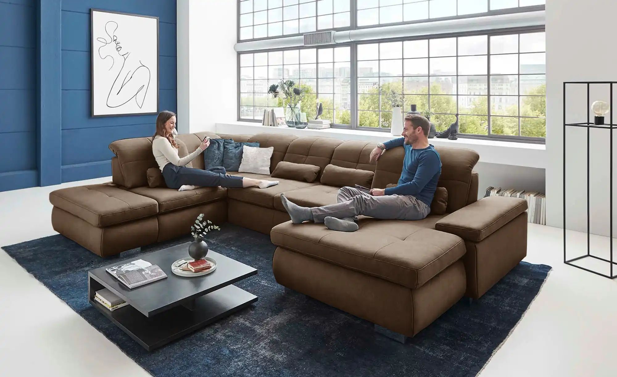 Lounge Collection Wohnlandschaft aus Mikrofaser Affair ¦ braun ¦ Maße (cm): günstig online kaufen