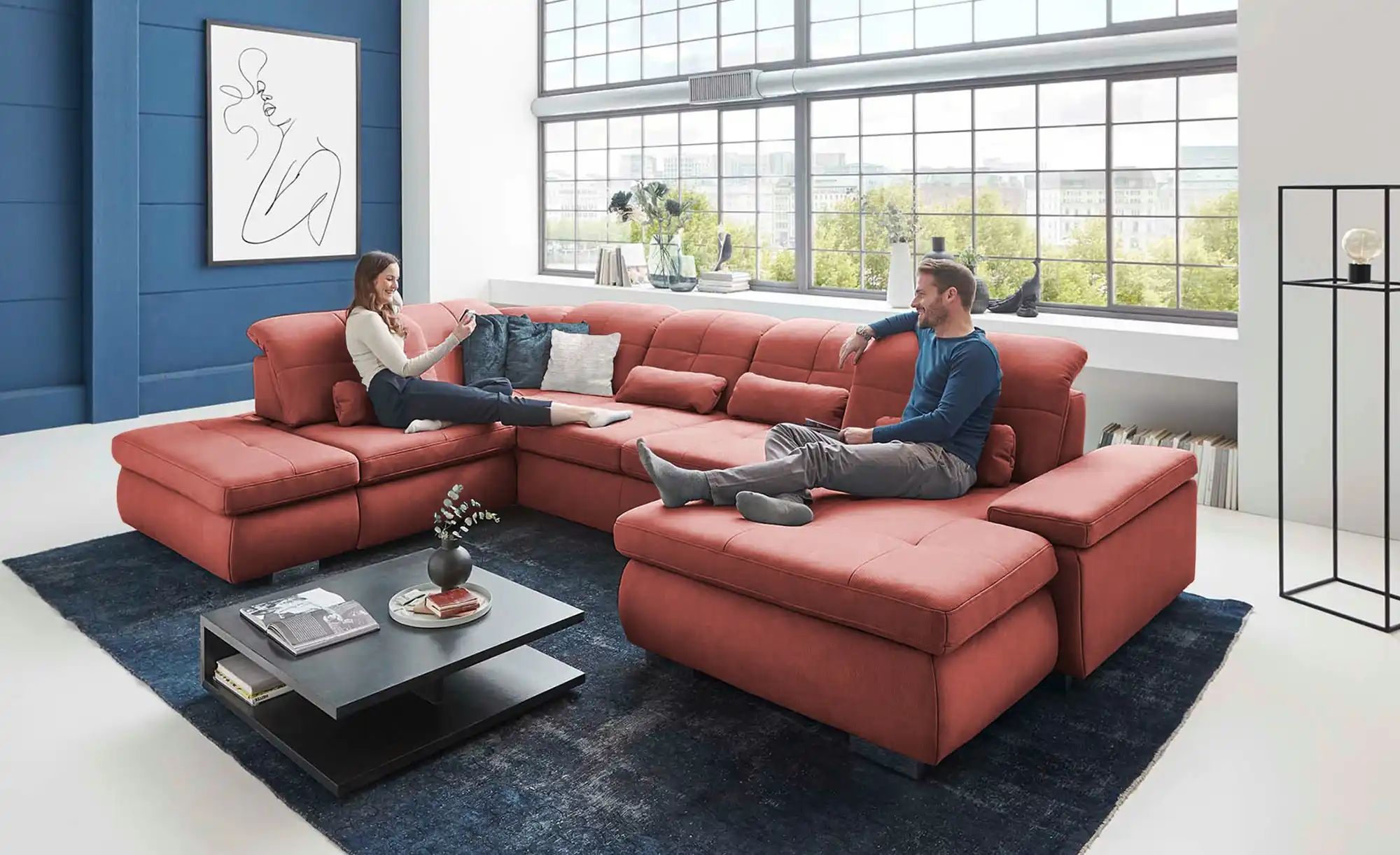 Thumbnail - Lounge Collection Wohnlandschaft aus Mikrofaser Affair ¦ rot ¦ Maße (cm): B: 371 H: 100 T: 260.0 Polstermöbel > Sofas > ...