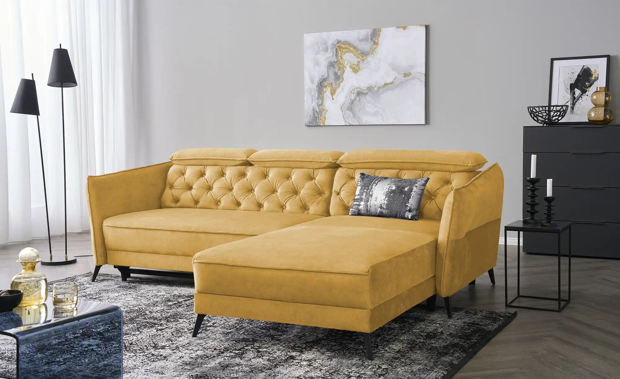 smart Ecksofa  Kavita ¦ gelb ¦ Maße (cm): B: 254 H: 85 T: 199 Polstermöbel günstig online kaufen