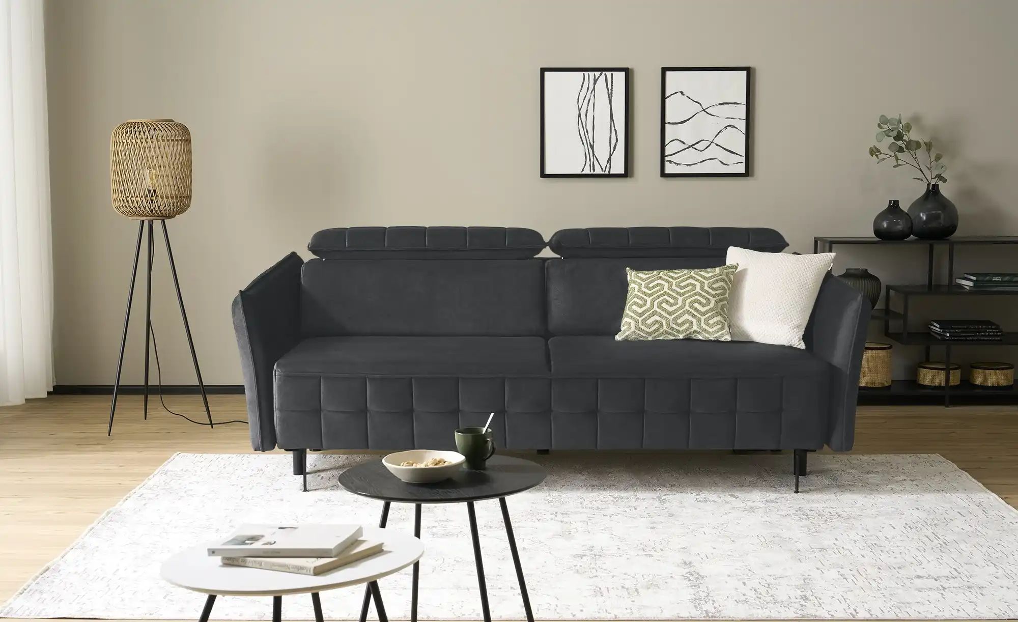 smart Schlafsofa mit verstellbaren Kopfstützen Momoka ¦ schwarz ¦ Maße (cm) günstig online kaufen