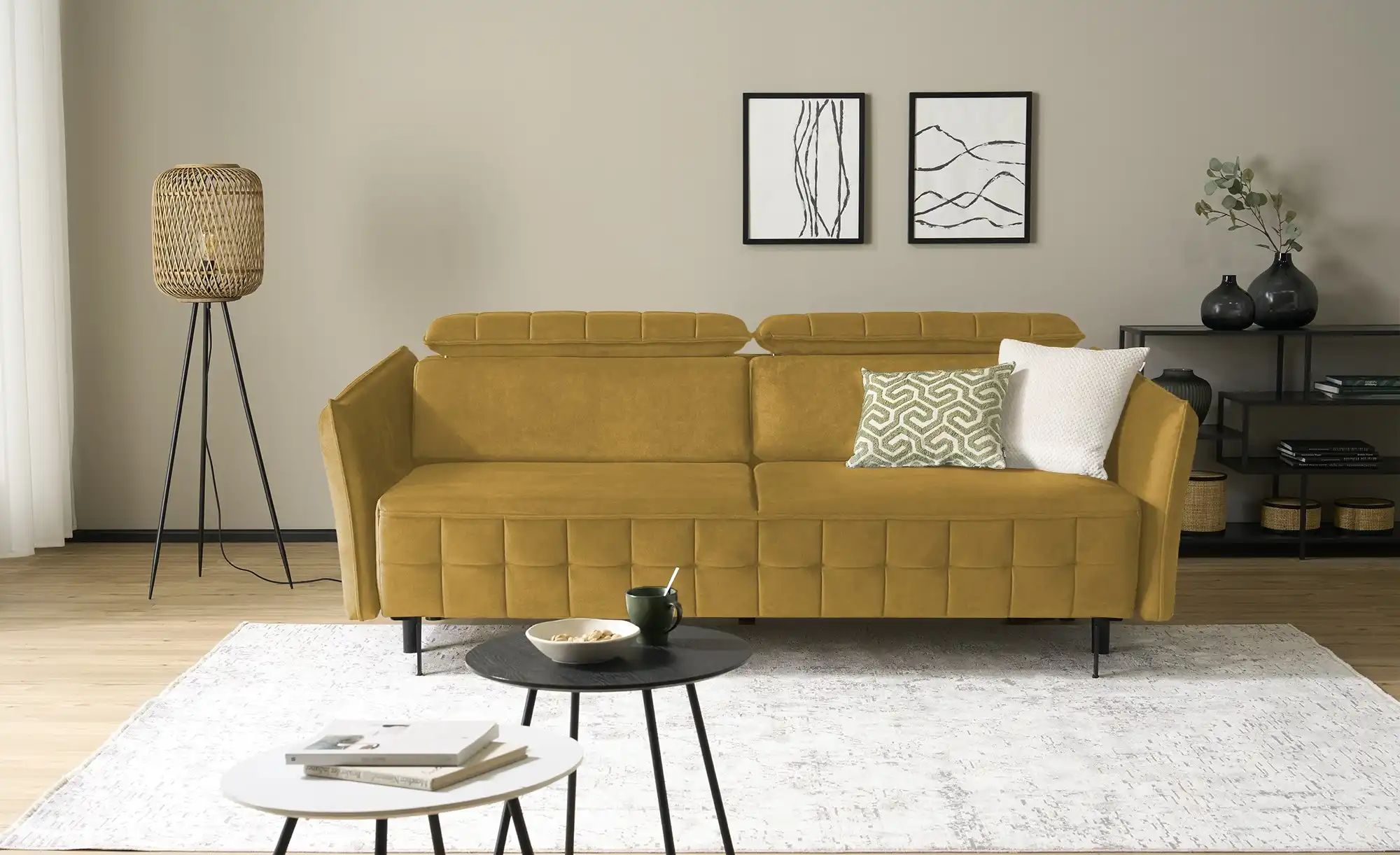 smart Schlafsofa mit verstellbaren Kopfstützen Momoka ¦ gelb ¦ Maße (cm): B günstig online kaufen