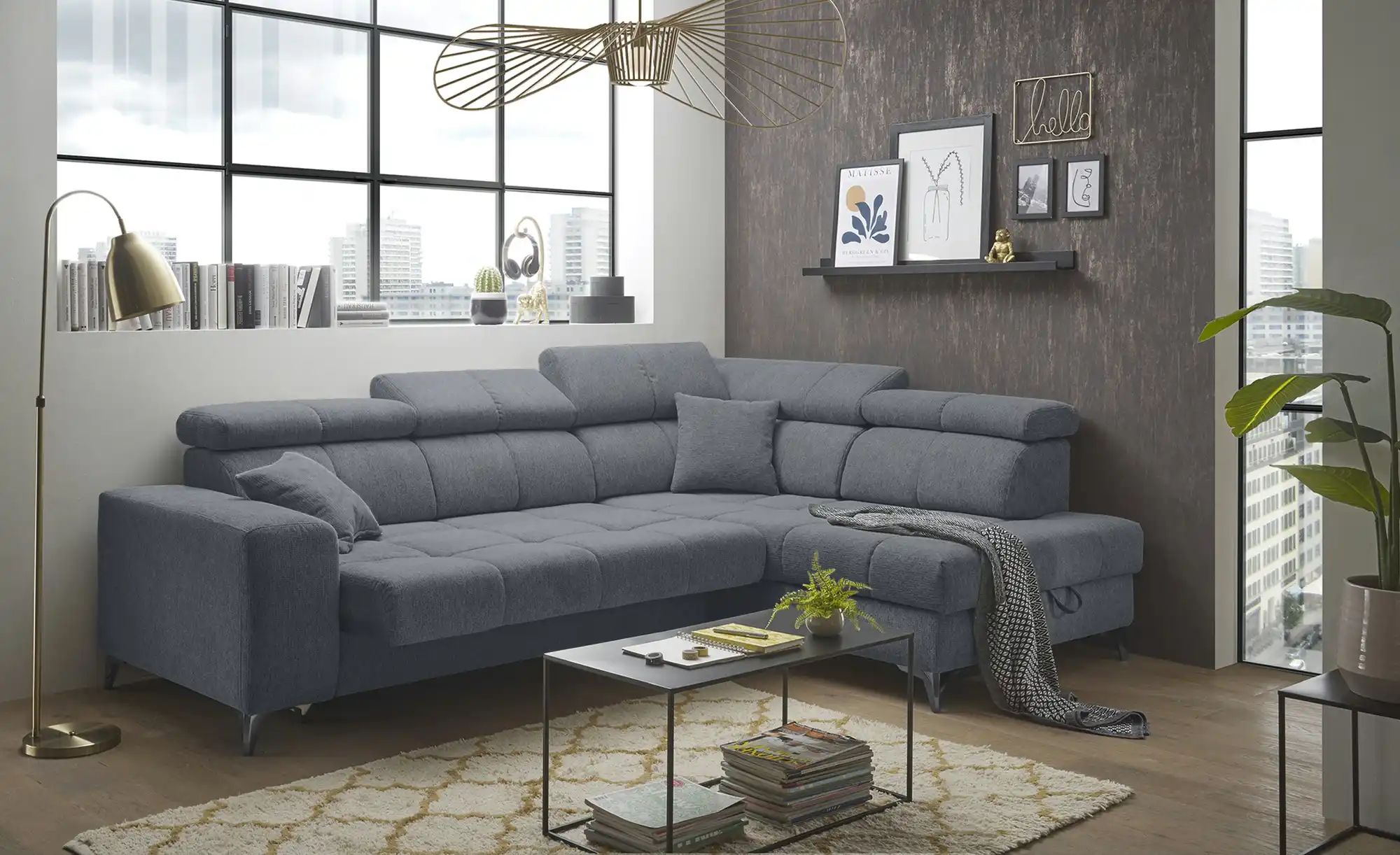 Thumbnail - uno Ecksofa inklusive Stauraum Sydney ¦ grau ¦ Maße (cm): B: 282 H: 105 T: 198.0 Polstermöbel > Sofas > Ecksofas - Höffn...