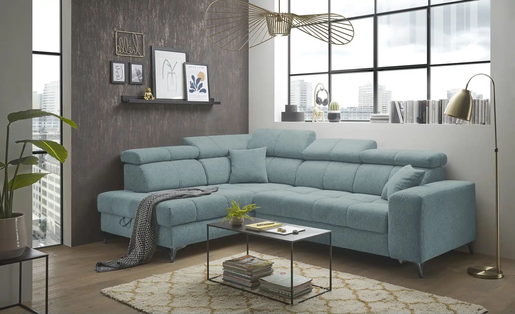 uno Ecksofa inklusive Stauraum Sydney ¦ blau ¦ Maße (cm): B: 282 H: 105 T: günstig online kaufen