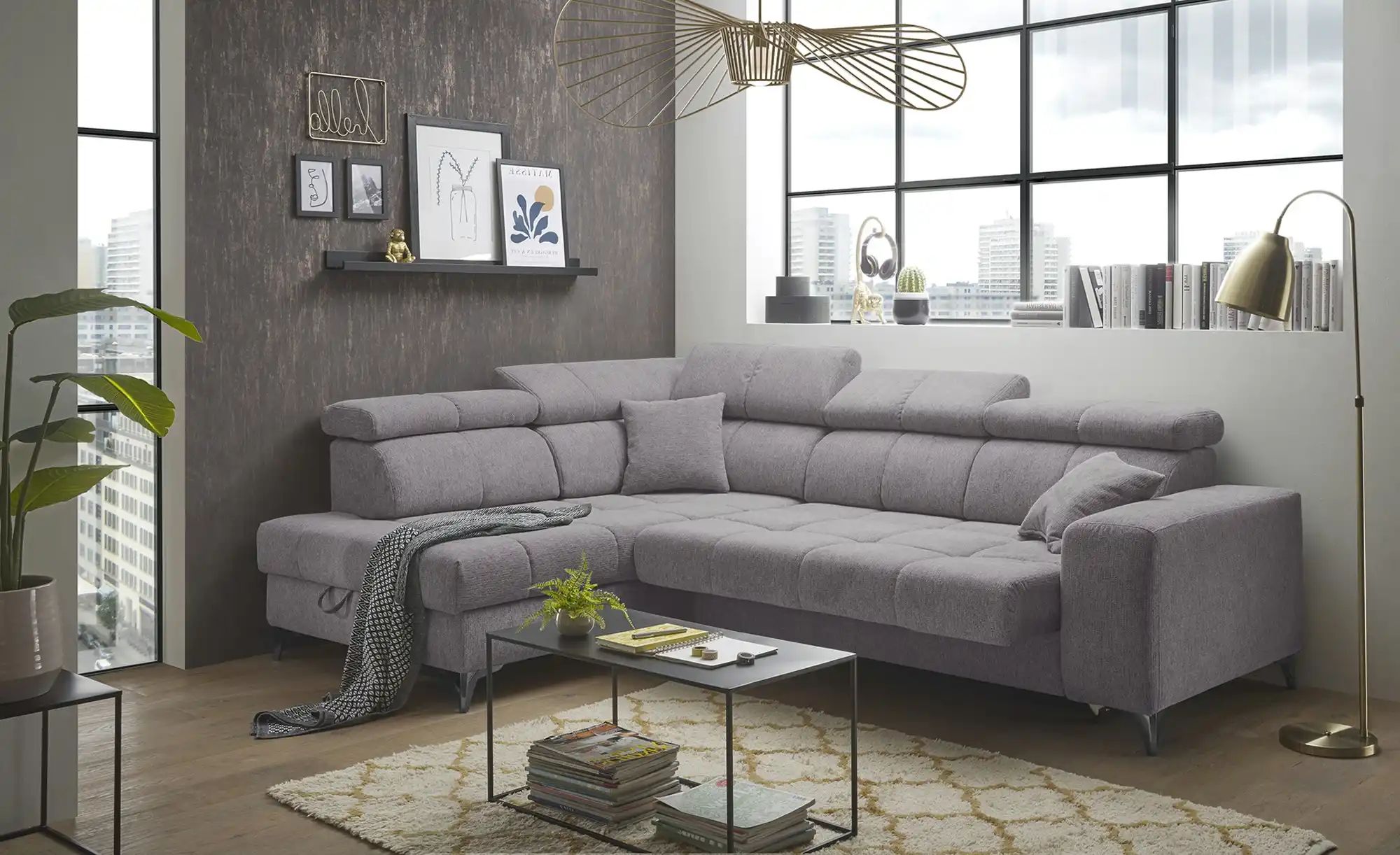 Thumbnail - Ecksofa inklusive Stauraum Sydney ¦ grau ¦ Maße (cm): B: 282 H: 105 T: 198.0 Polstermöbel > Sofas > Ecksofas - Höffner