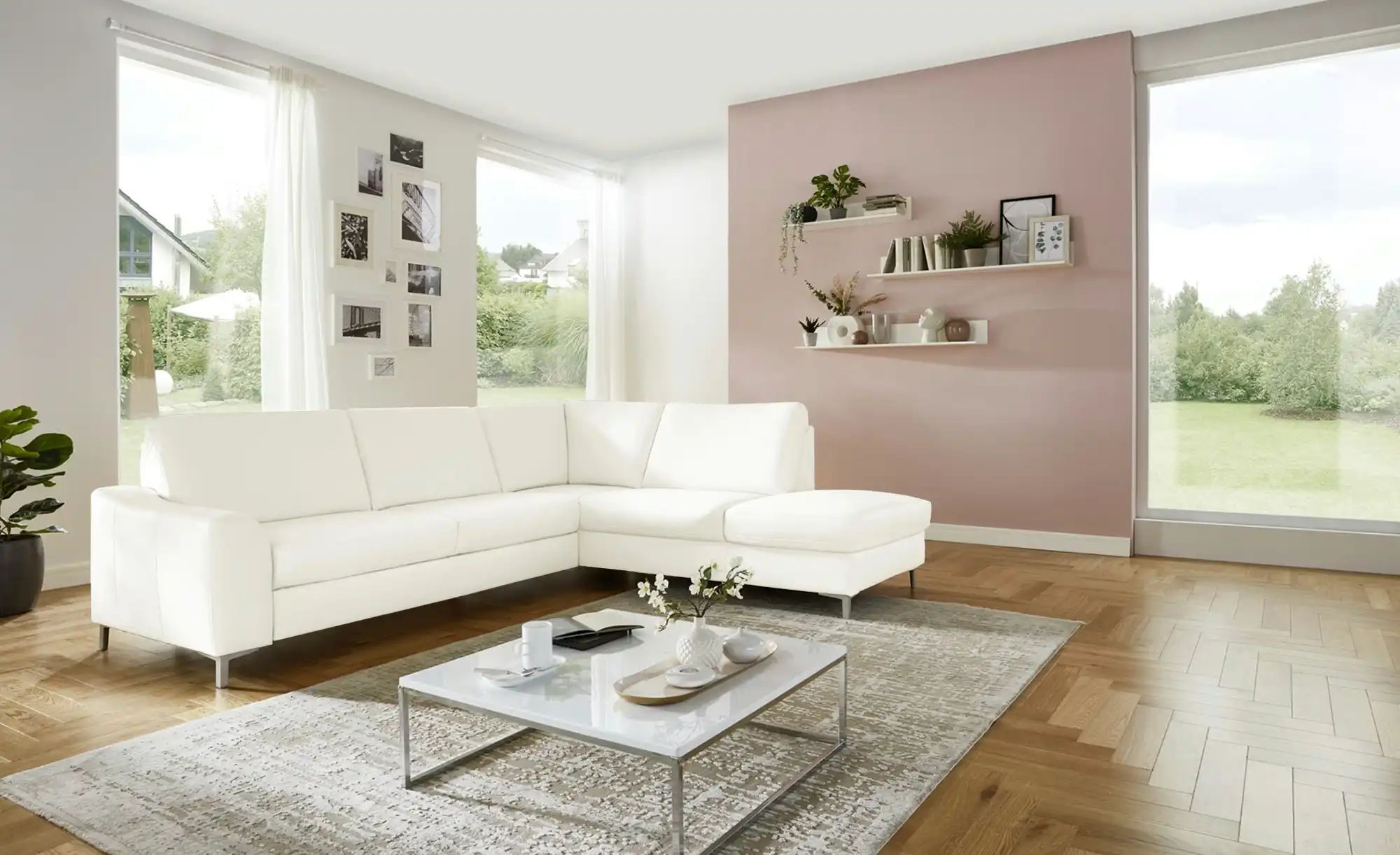 Thumbnail - meinSofa Ecksofa  Lea ¦ weiß ¦ Maße (cm): B: 271 H: 92 T: 235.0 Polstermöbel > Sofas > Ecksofas - Höffner