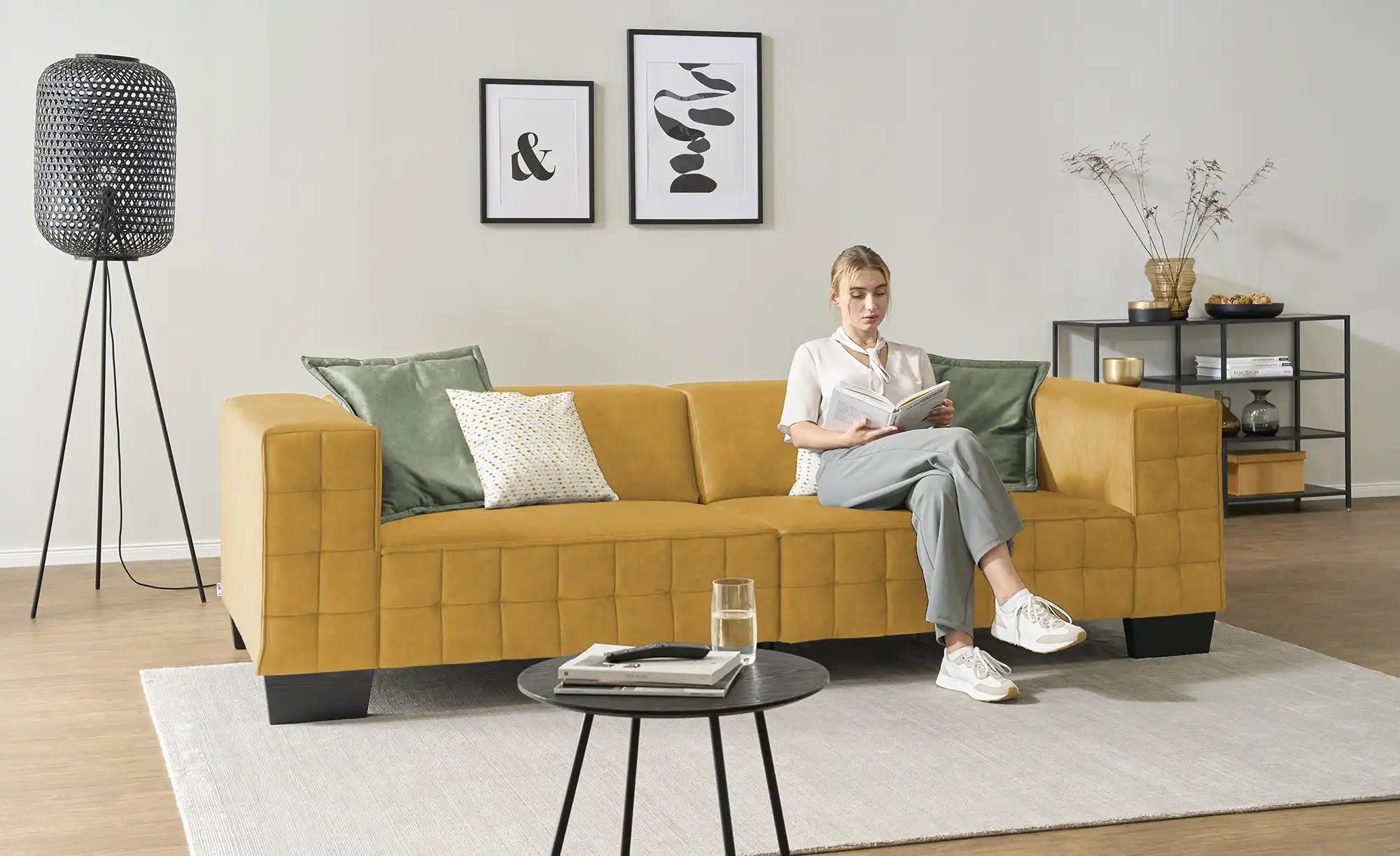 smart Big Sofa  Delilah ¦ gelb ¦ Maße (cm): B: 255 H: 69 T: 106 Polstermöbe günstig online kaufen