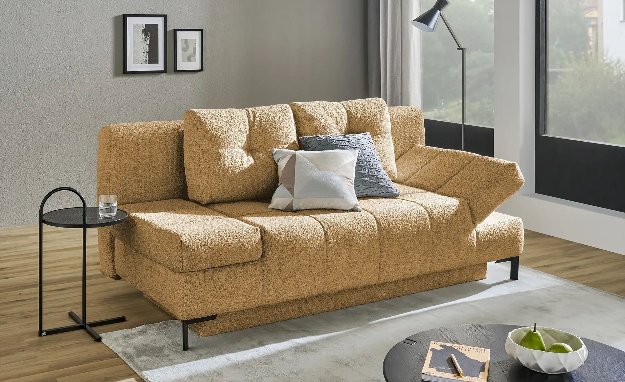 Thumbnail - Querschläfer aus Bouclé Sammy ¦ gelb ¦ Maße (cm): B: 206 H: 98 T: 98.0 Polstermöbel > Sofas > 2-Sitzer - Höffner