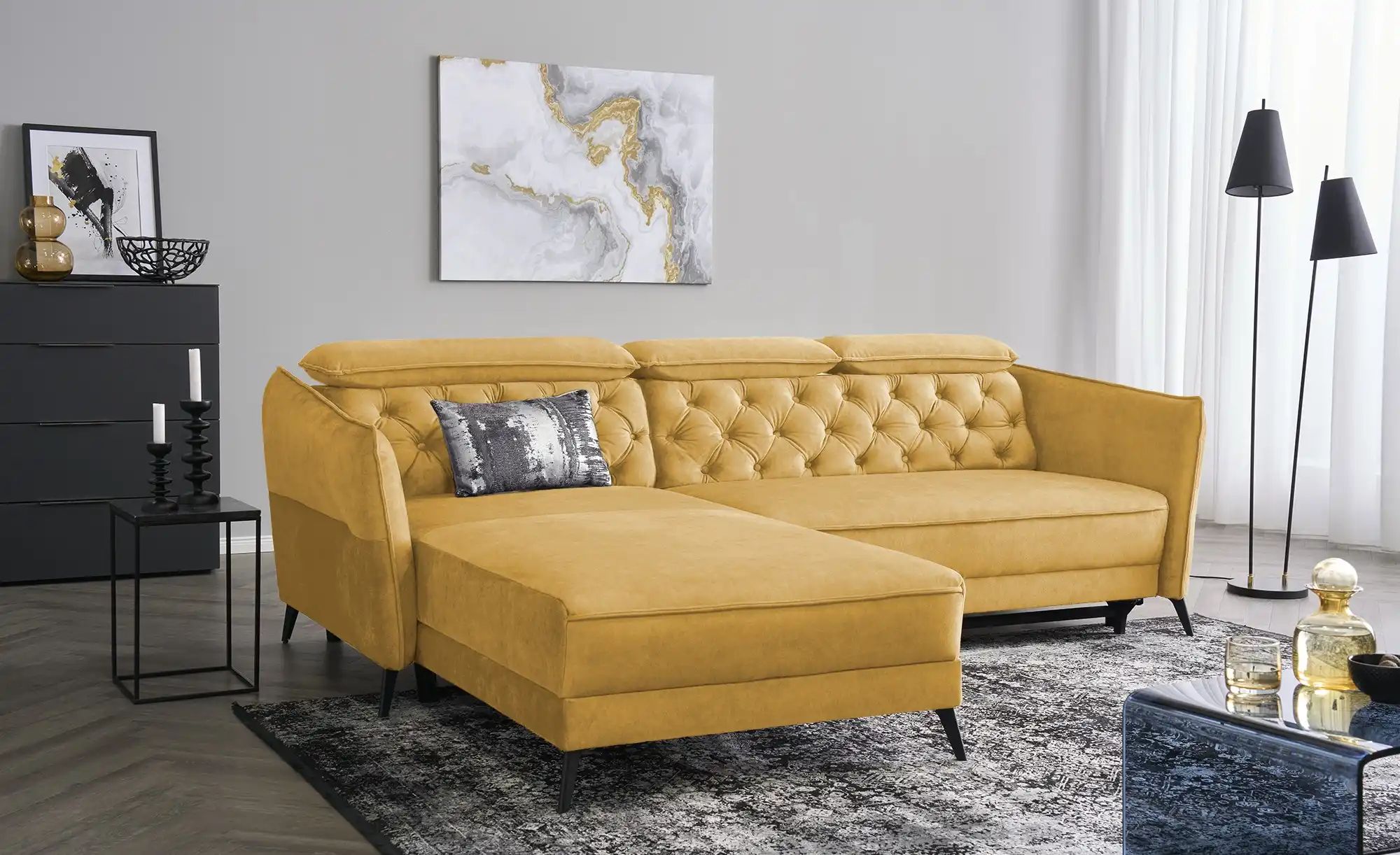 smart Ecksofa  Kavita ¦ gelb ¦ Maße (cm): B: 254 H: 85 T: 199 Polstermöbel günstig online kaufen