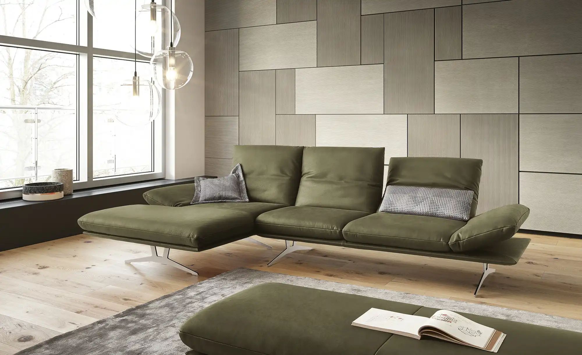 KOINOR Ecksofa Echtleder Francis ¦ grün ¦ Maße (cm): B: 314 H: 93 T: 159.0 günstig online kaufen