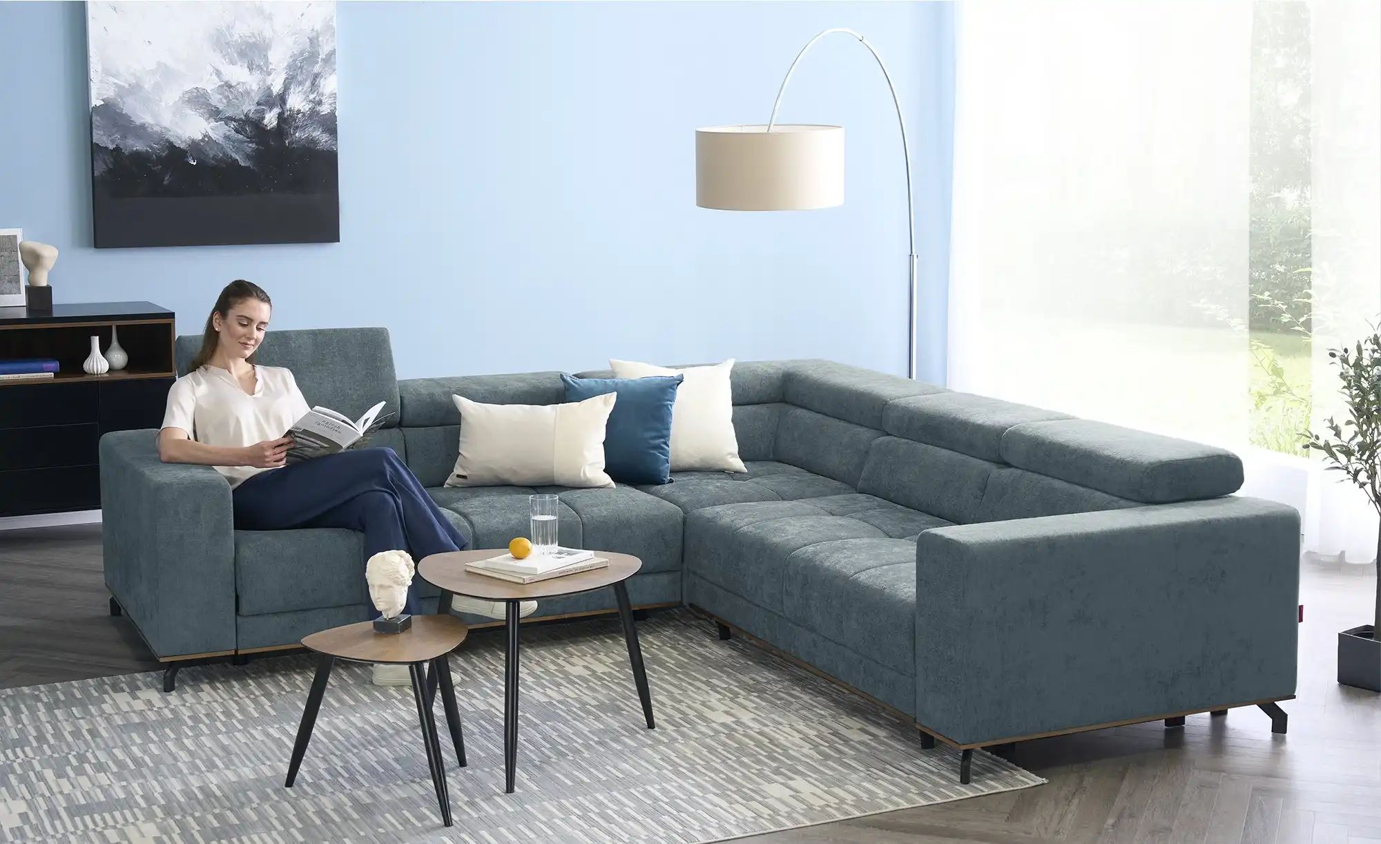 smart Ecksofa   Patricia ¦ blau ¦ Maße (cm): B: 269 H: 74 T: 269 Polstermöb günstig online kaufen