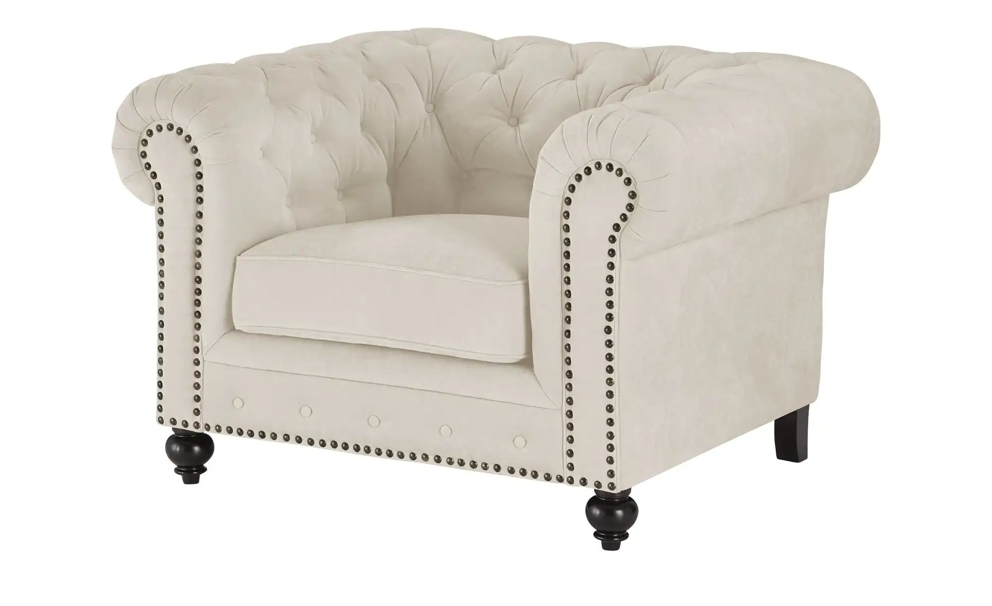 uno Sessel  Chesterfield Stoff ¦ creme ¦ Maße (cm): B: 124 H: 80 T: 100 Pol günstig online kaufen