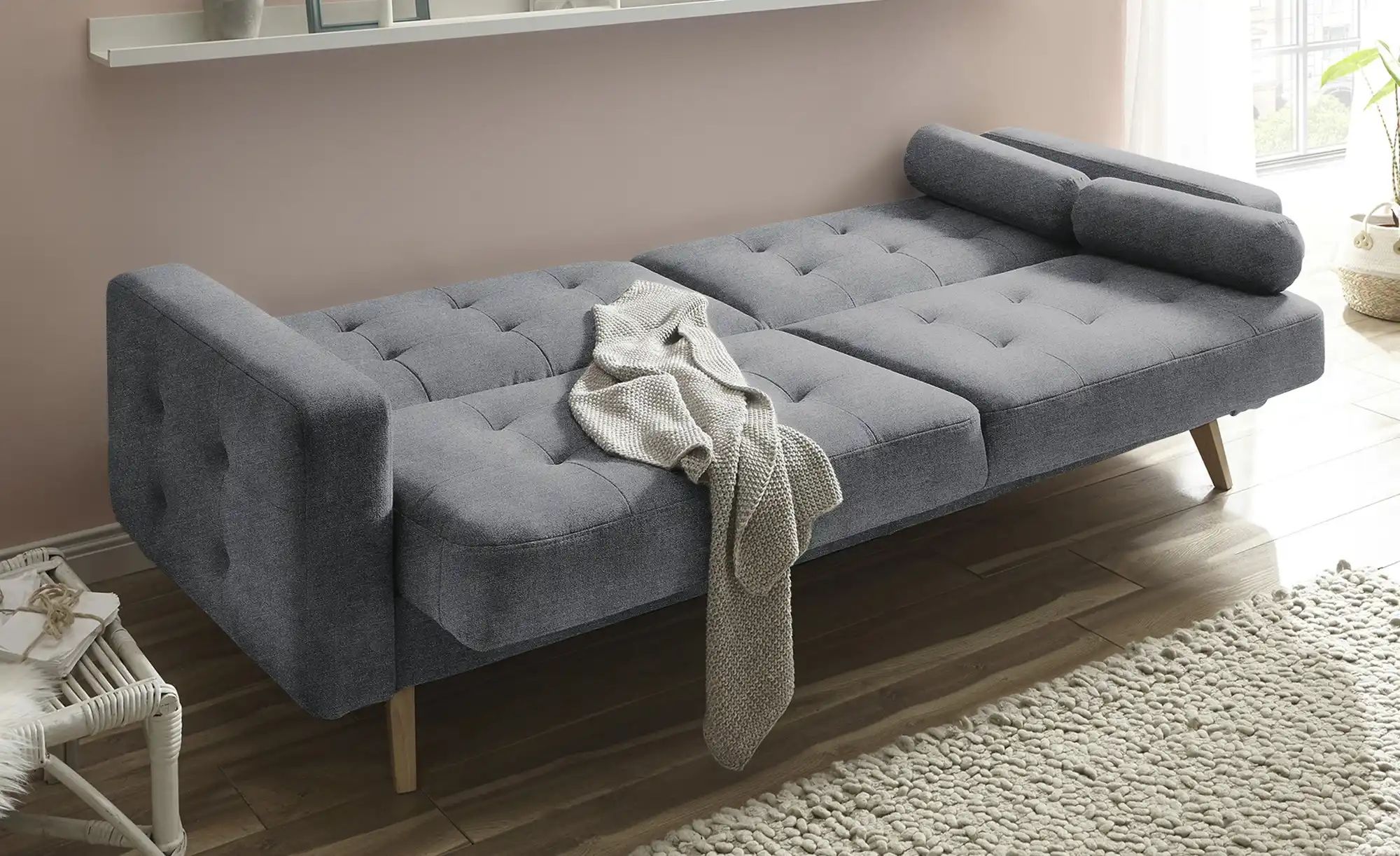 Schlafsofa mit Bettkasten Fjord ¦ grau ¦ Maße (cm): B: 226 H: 88 T: 90.0 Po günstig online kaufen