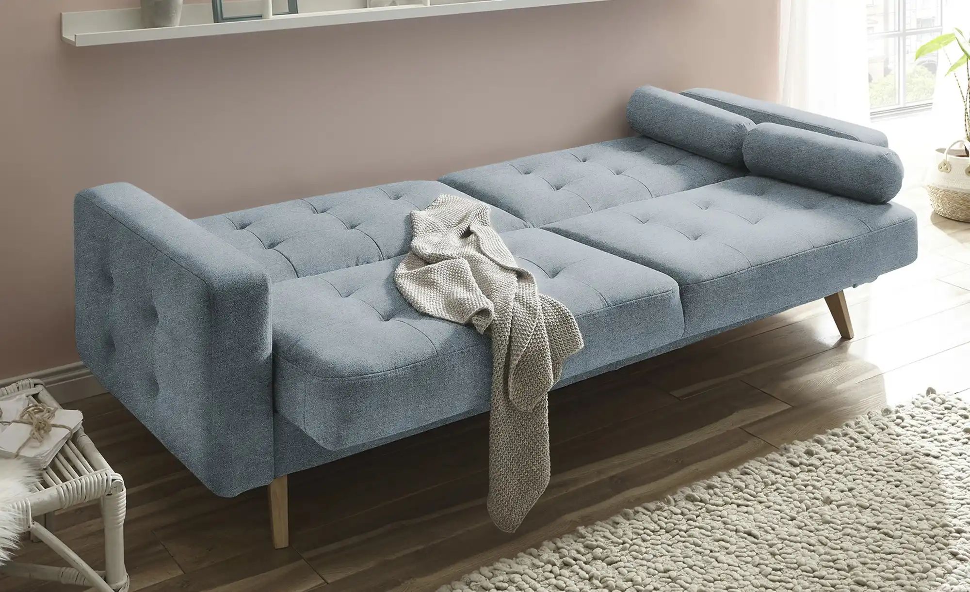 Schlafsofa mit Bettkasten Fjord ¦ blau ¦ Maße (cm): B: 226 H: 88 T: 90 Pols günstig online kaufen