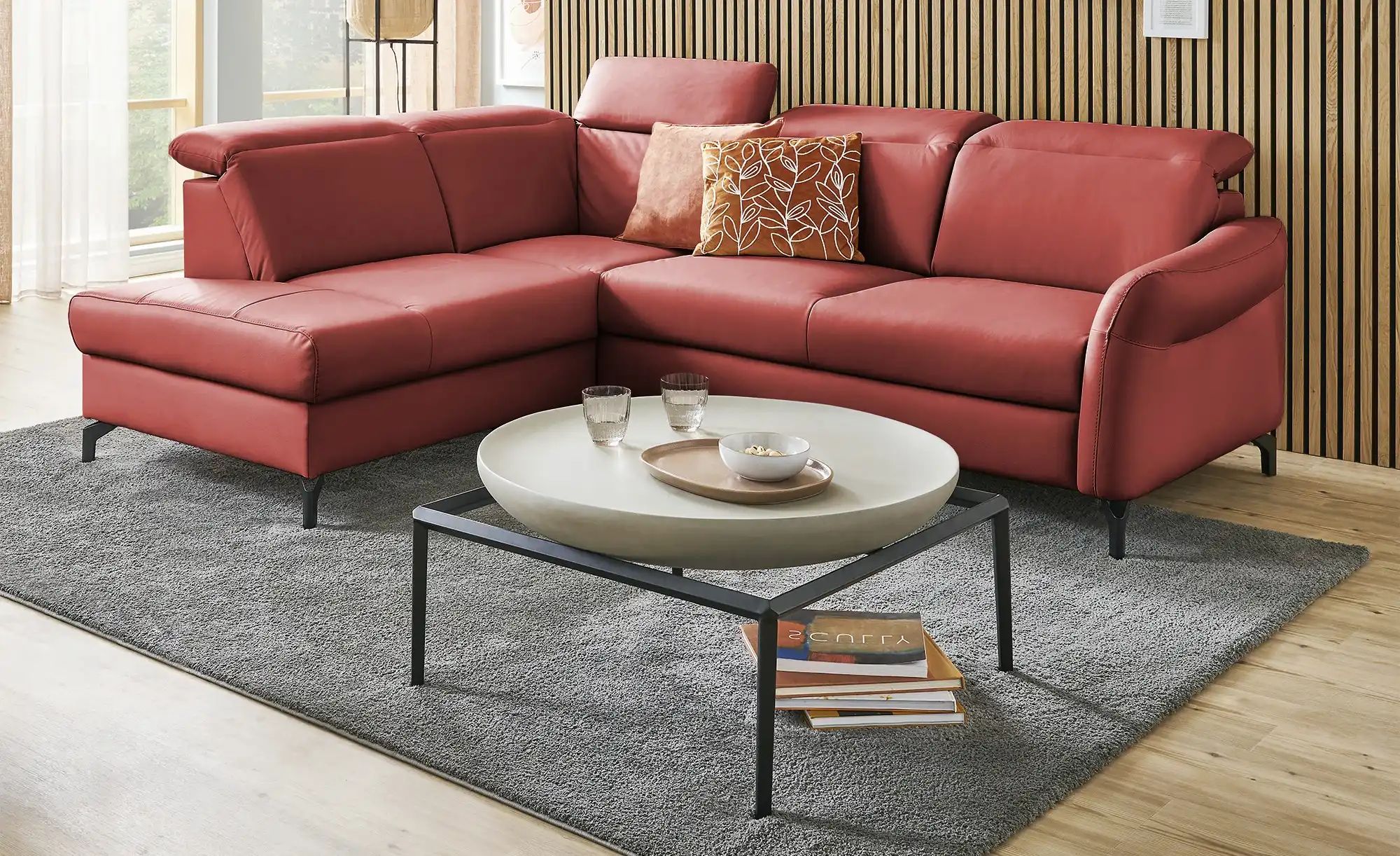 uno Ecksofa  Basel ¦ rot ¦ Maße (cm): B: 243 H: 100 T: 200.0 Polstermöbel > günstig online kaufen