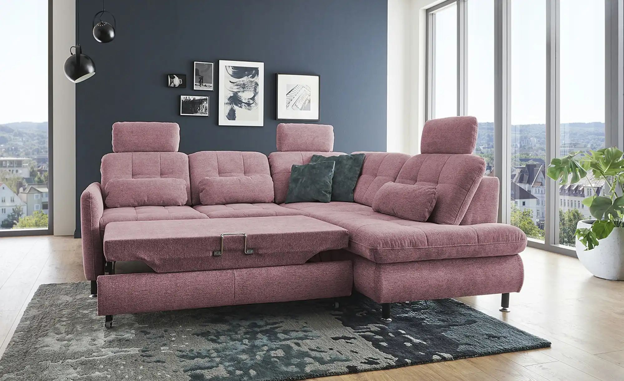 Lounge Collection Ecksofa  LIORA ¦ rosa/pink ¦ Maße (cm): B: 242 H: 99 T: 2 günstig online kaufen