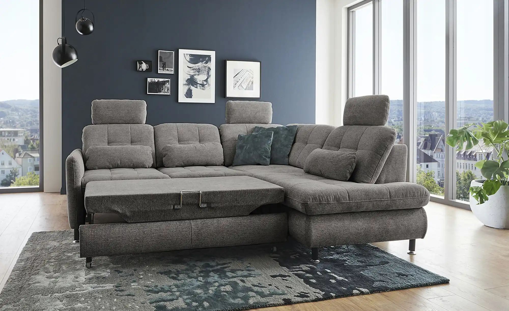 Lounge Collection Ecksofa  LIORA ¦ grau ¦ Maße (cm): B: 242 H: 99 T: 210 Po günstig online kaufen