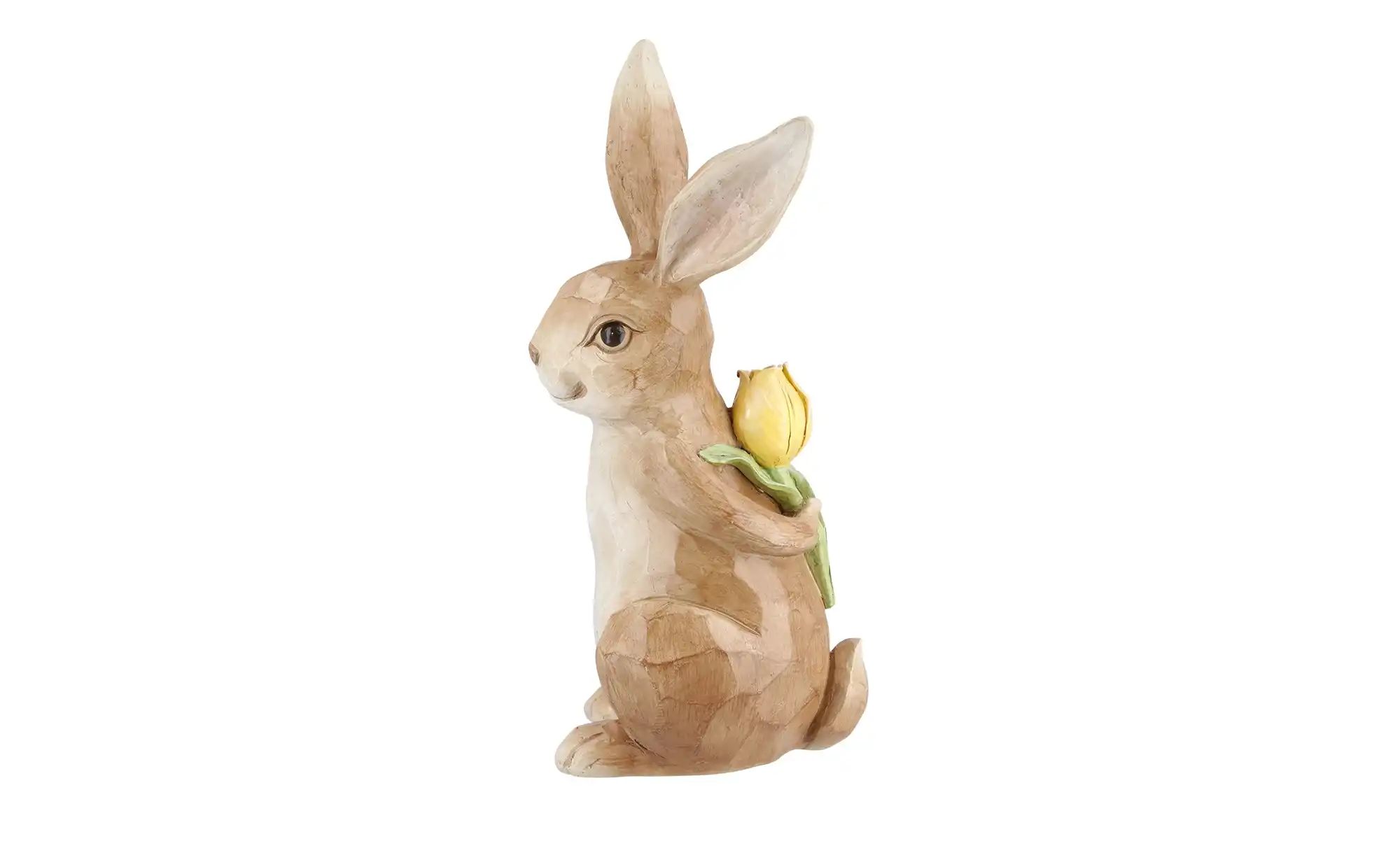 HOME STORY Deko Hase mit Tulpe ¦ braun ¦ Polyresin (Kunstharz) ¦ Maße (cm): günstig online kaufen