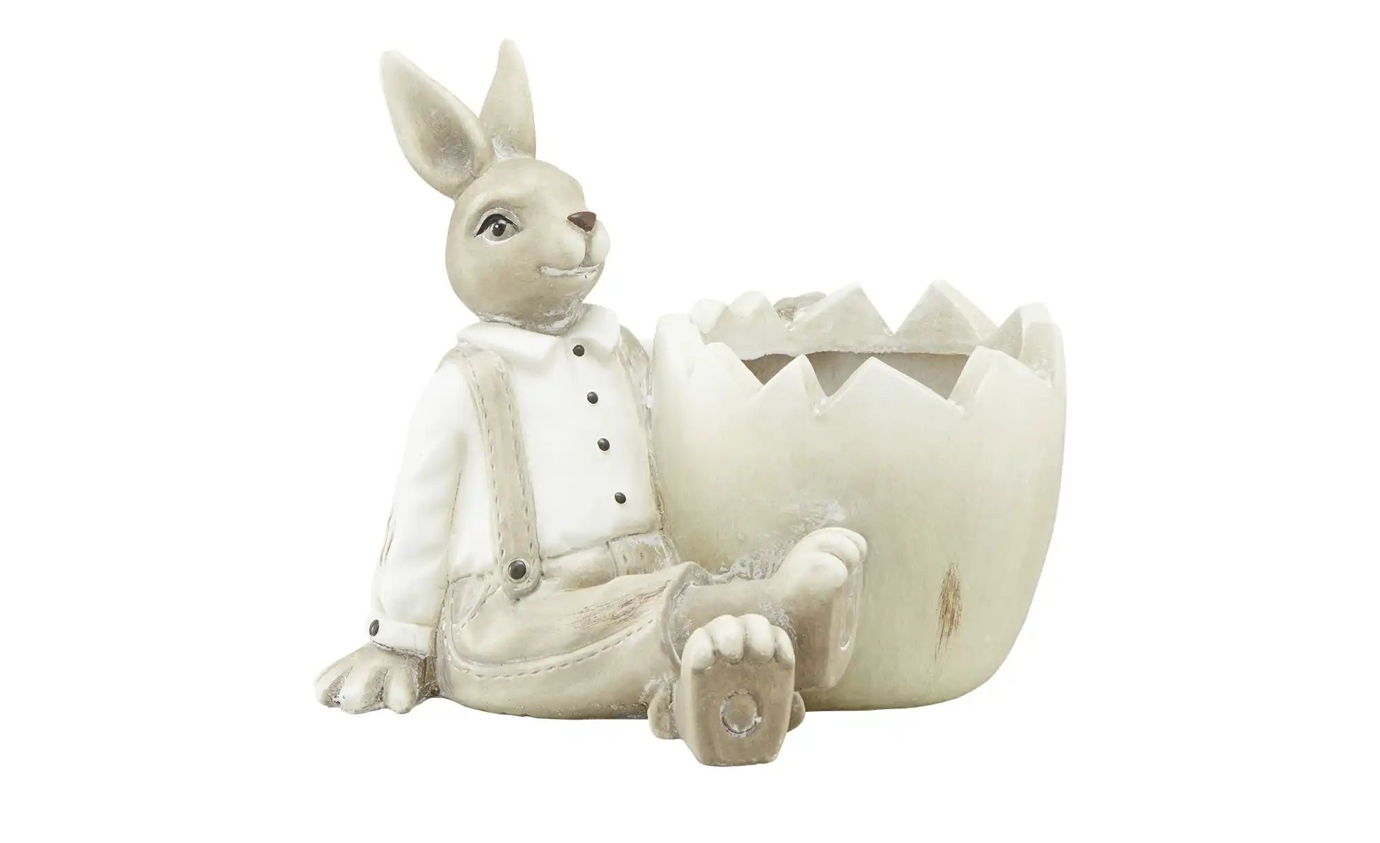 HOME STORY Deko Osterhase mit Übertopf ¦ beige ¦ Polyresin (Kunstharz) ¦ Ma günstig online kaufen