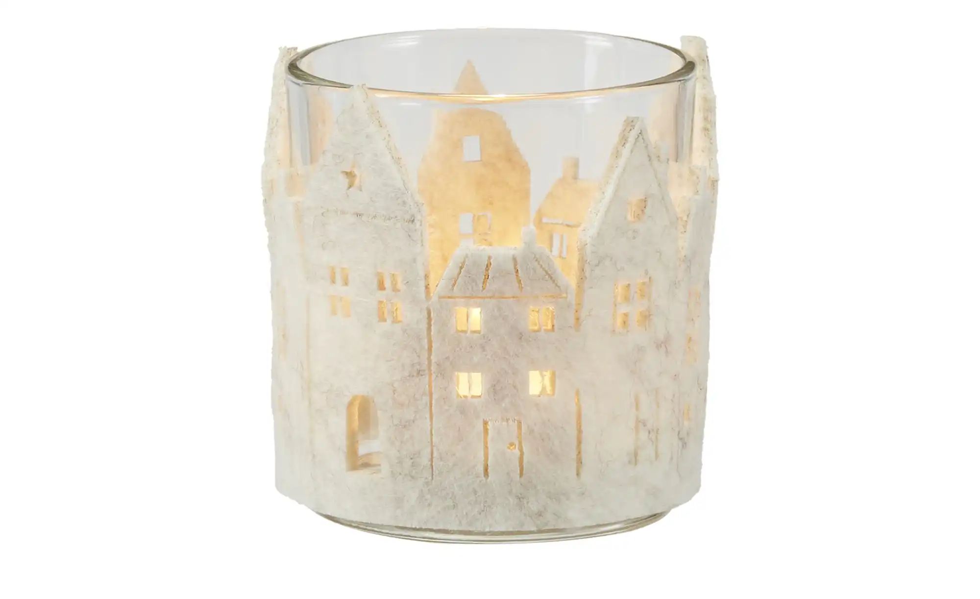 Windlicht   ¦ creme ¦ Glas,Filz ¦ Maße (cm): H: 8  Ø: 7 Weihnachten - Höffn günstig online kaufen