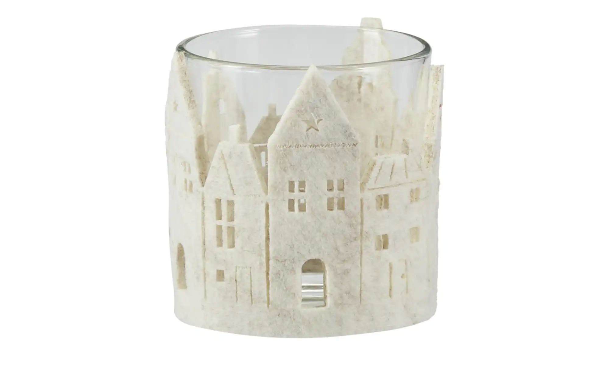 Windlicht   ¦ creme ¦ Glas,Filz ¦ Maße (cm): H: 8  Ø: 7 Weihnachten - Höffn günstig online kaufen