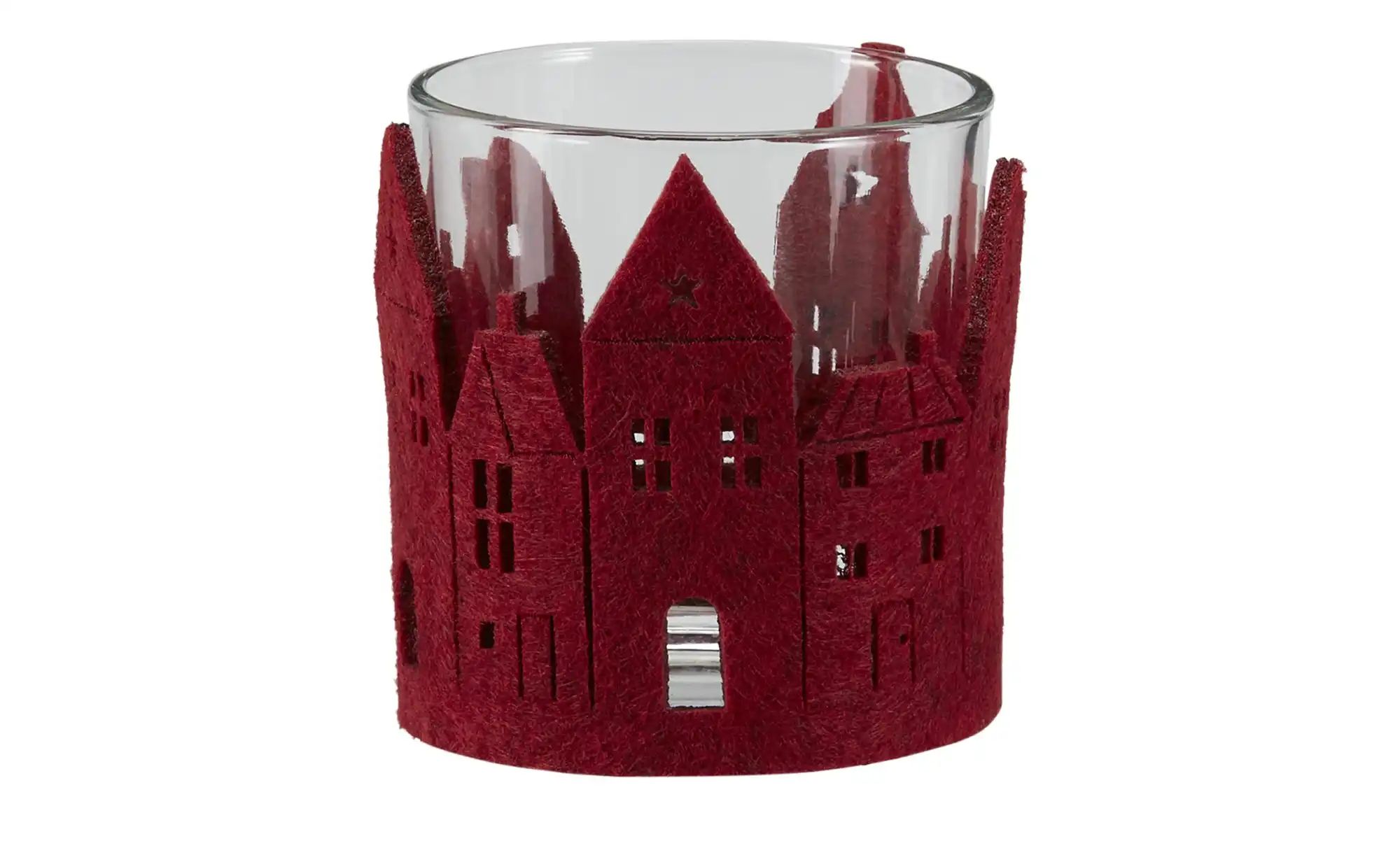 Windlicht   ¦ rot ¦ Glas,Filz ¦ Maße (cm): H: 8  Ø: 7 Weihnachten - Höffner günstig online kaufen
